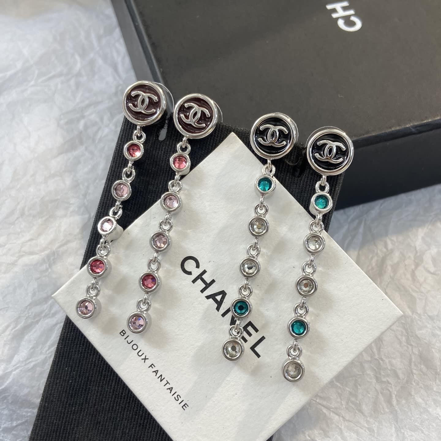 Chanel CC Logo Crystal Drop Earrings Chanel CC Logo Crystal Drop Earrings