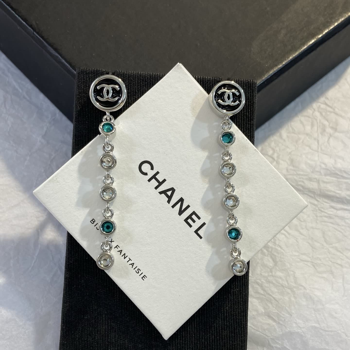 Chanel CC Logo Crystal Drop Earrings Chanel CC Logo Crystal Drop Earrings