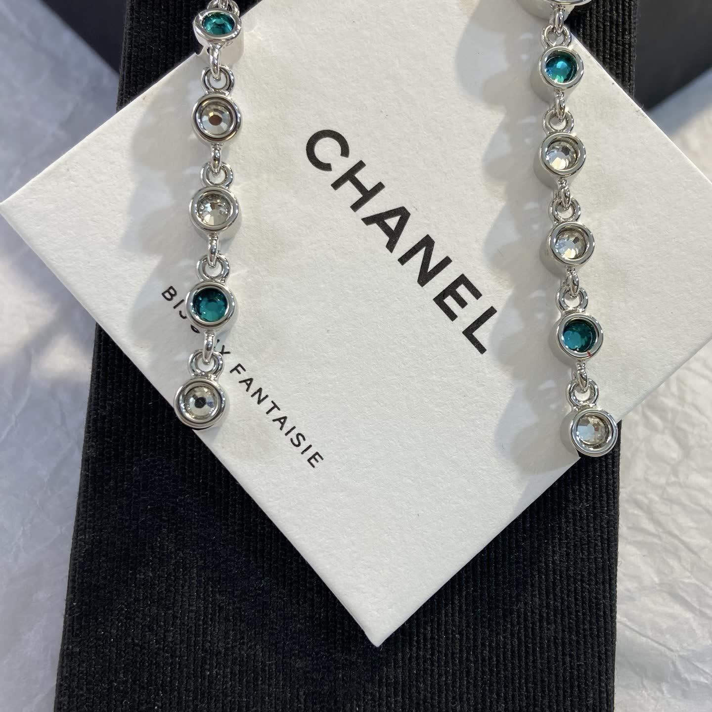 Chanel CC Logo Crystal Drop Earrings