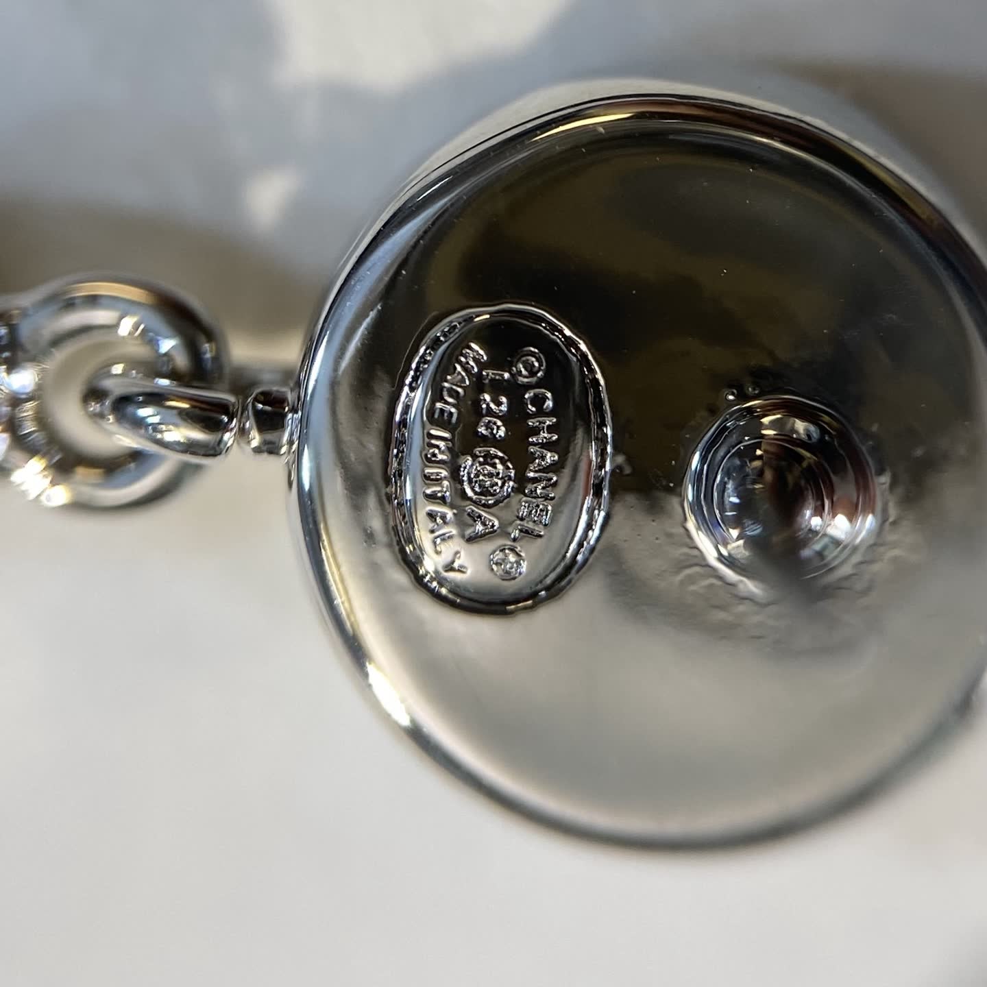 Chanel CC Logo Crystal Drop Earrings
