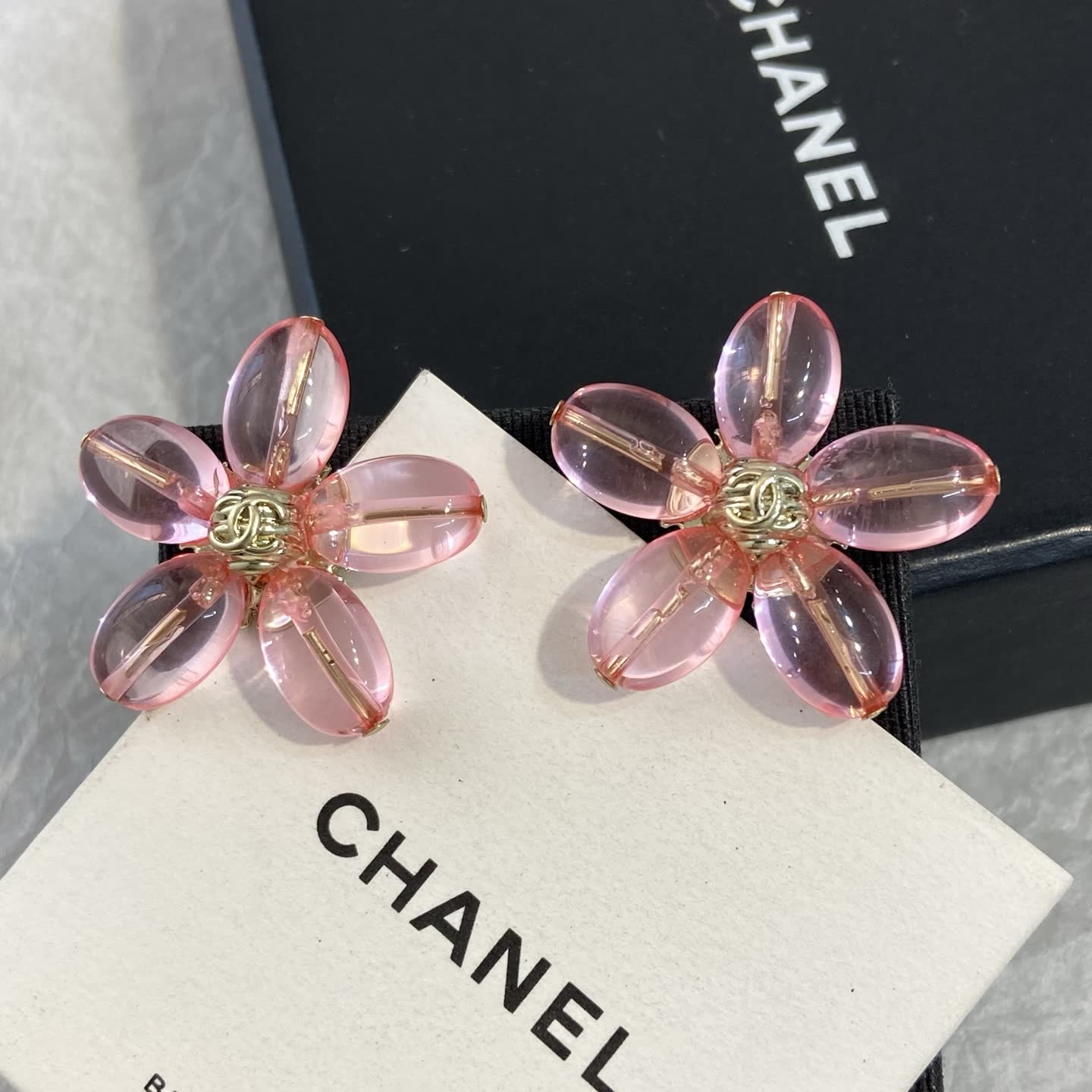 Chanel Pink Crystal Flower Earrings Chanel Pink Crystal Flower Earrings