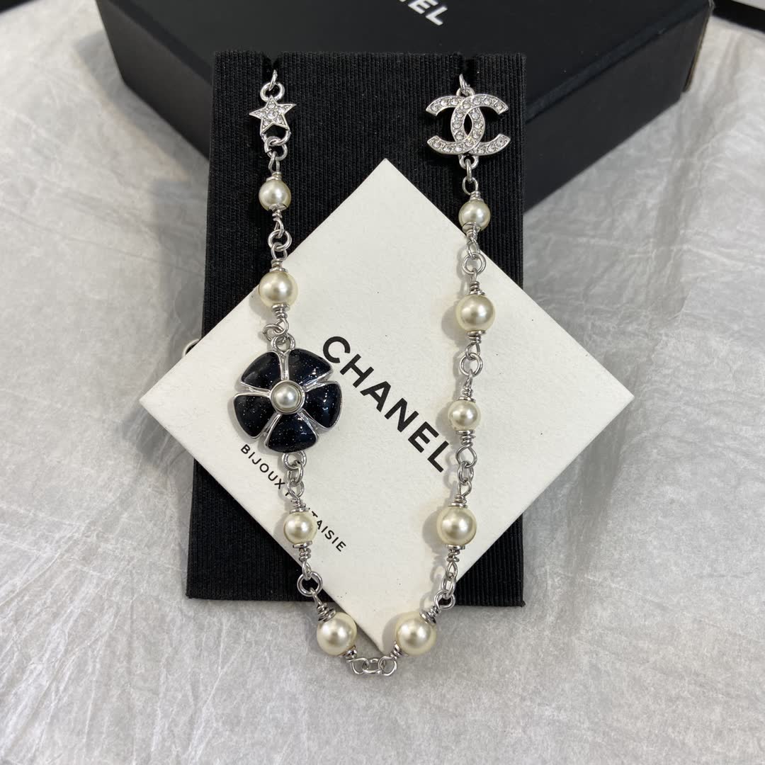Chanel Pearl and CC Logo Necklace