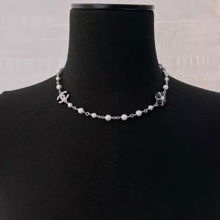 Chanel Pearl and CC Logo Necklace