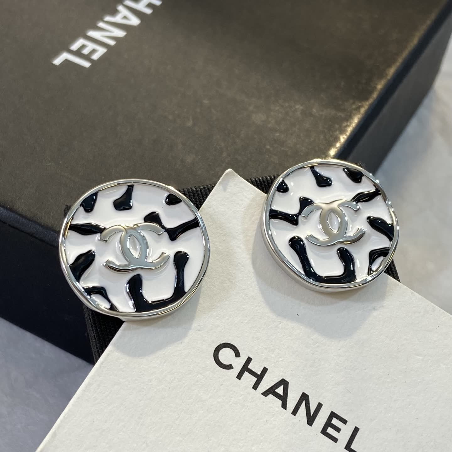 Chanel Leopard Print Earrings