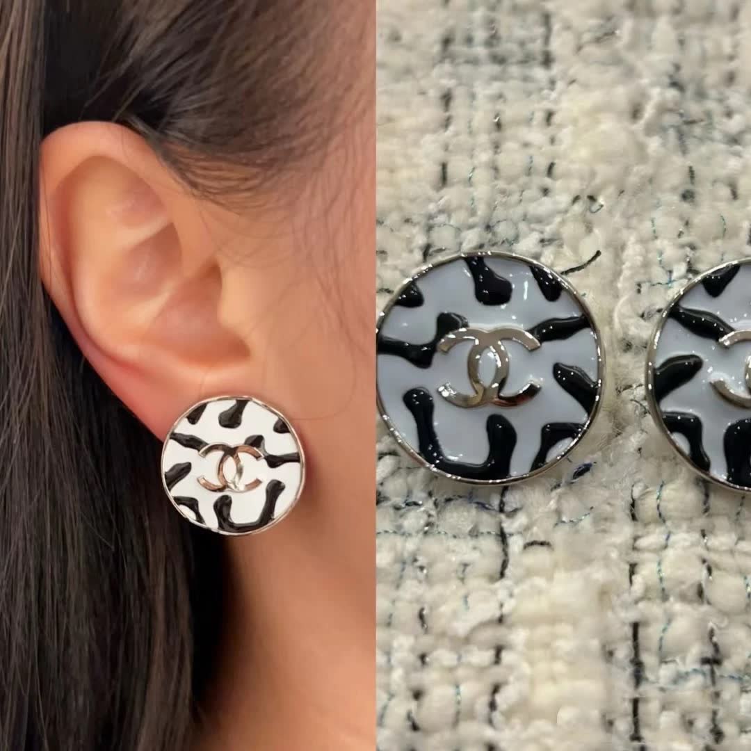 Chanel Leopard Print Earrings