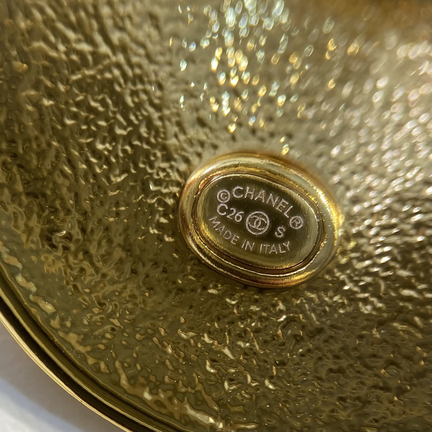 Chanel CC Logo Gold Disc Earrings