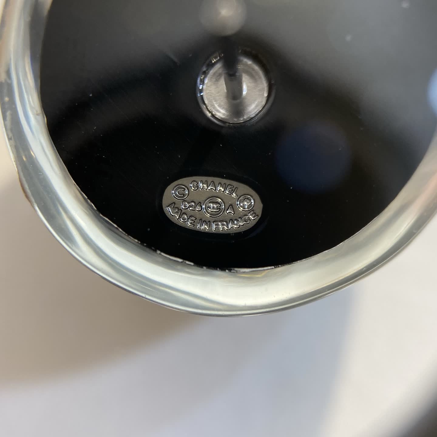 Chanel Black Crystal Stud Earrings