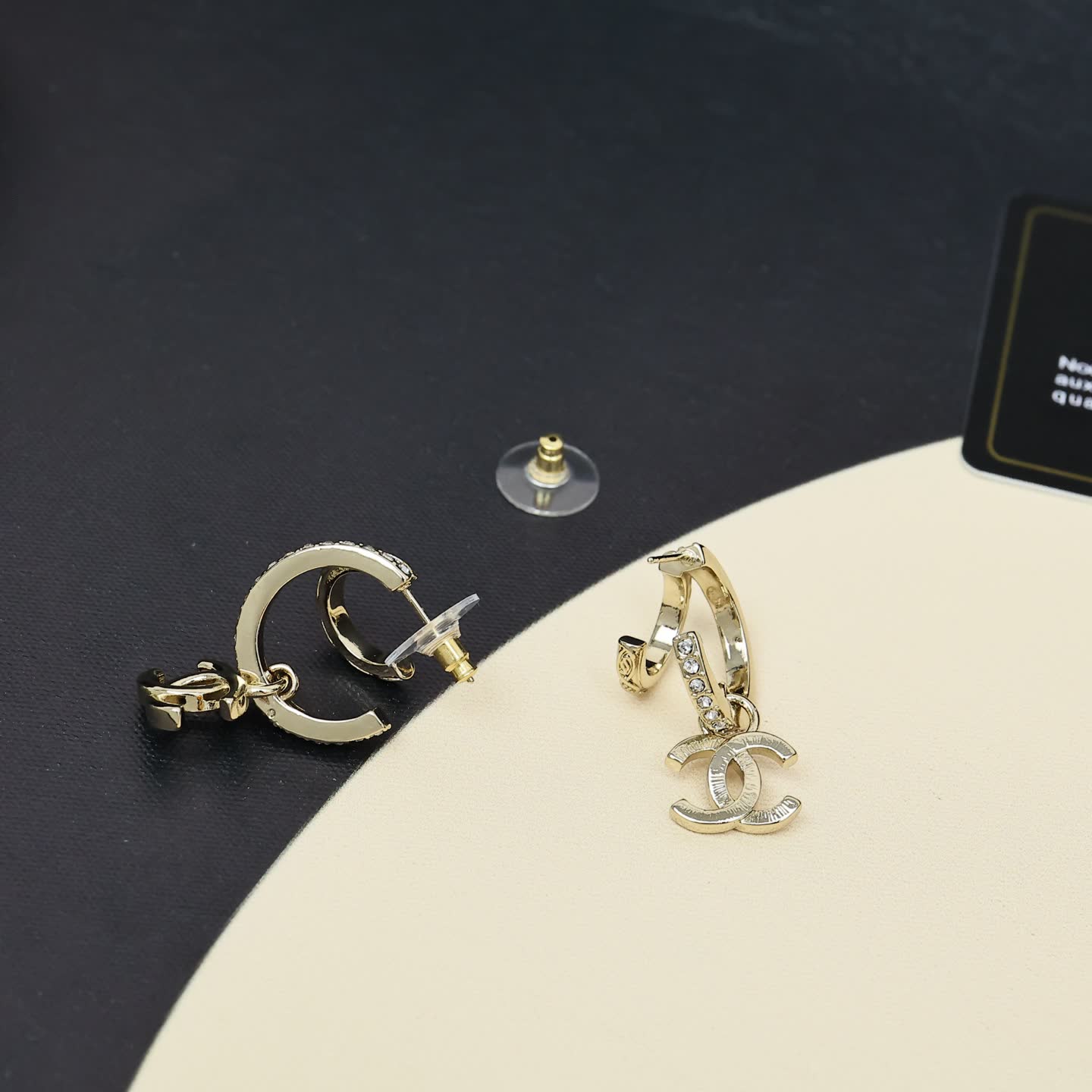 Chanel CC Logo Gold Hoop Earrings