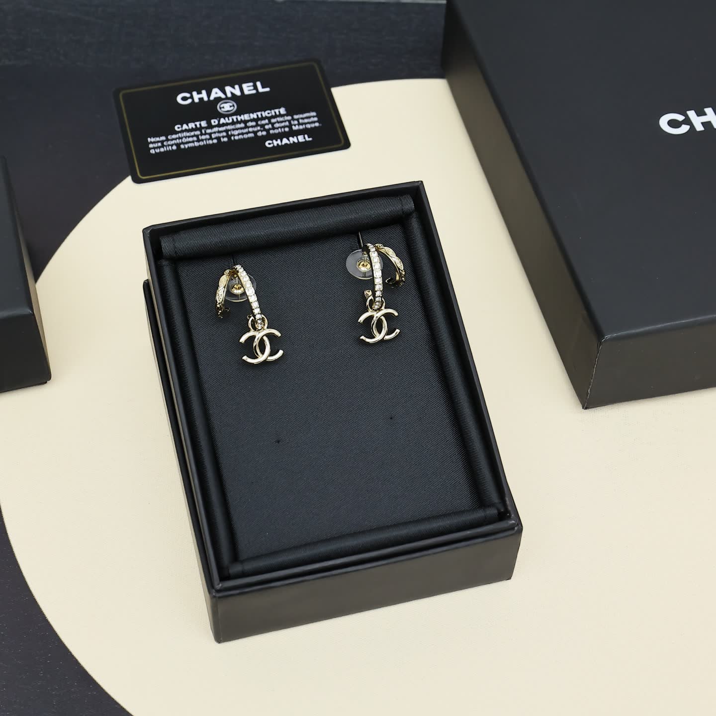 Chanel CC Logo Gold Hoop Earrings