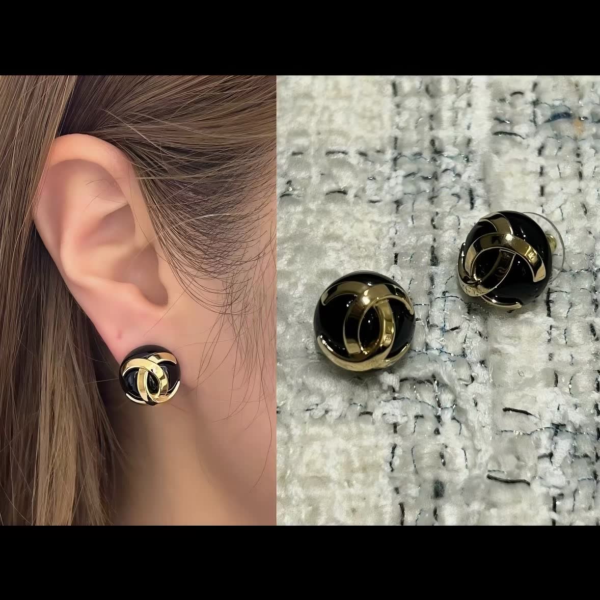 Chanel CC Logo Pearl Earrings