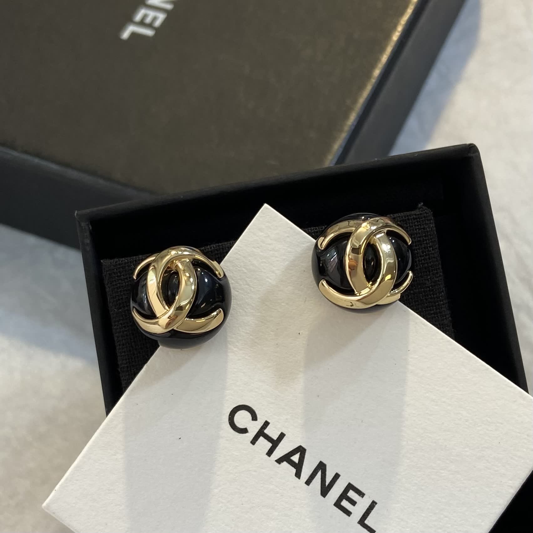 Chanel CC Logo Stud Earrings