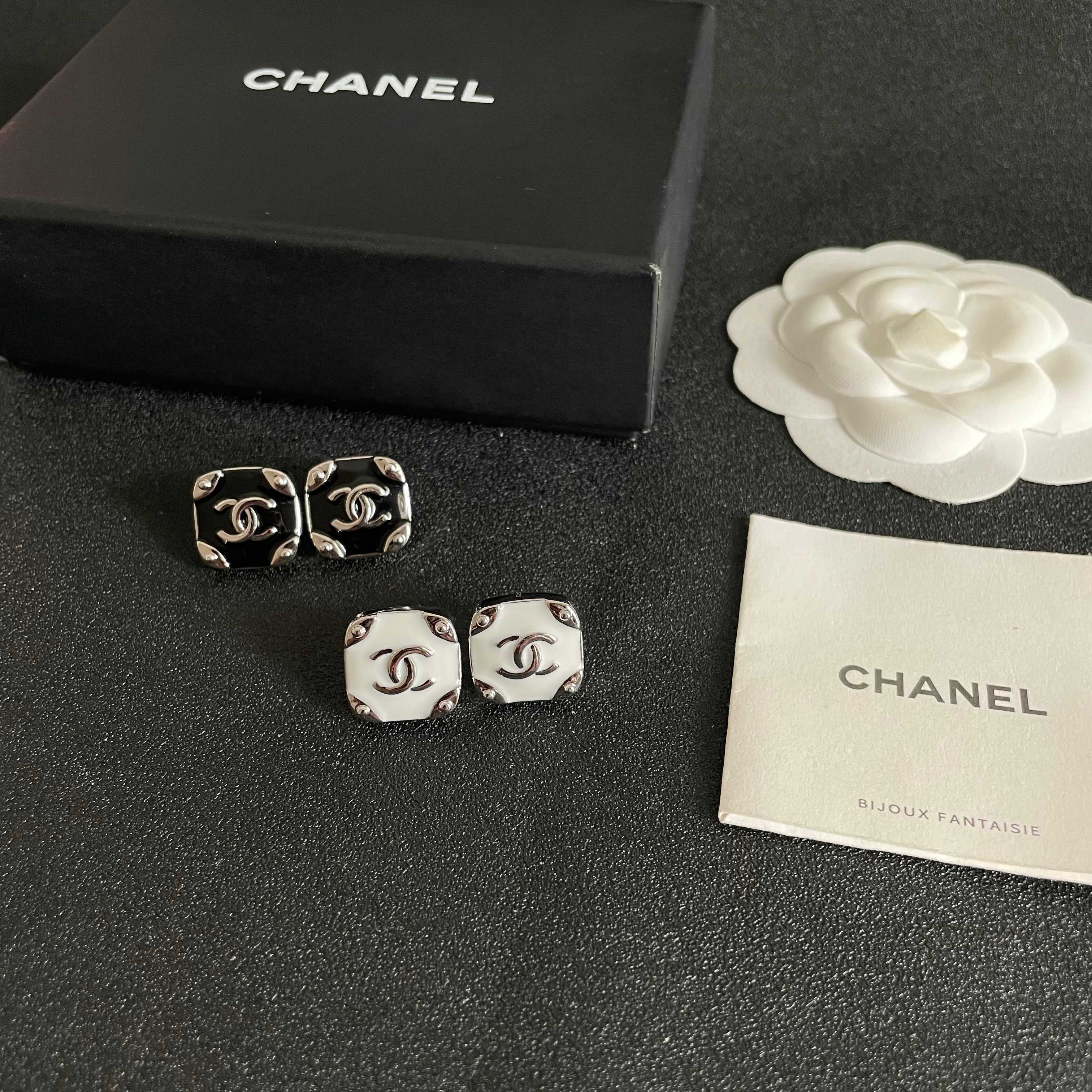 Chanel CC Logo Stud Earrings and Ring Set