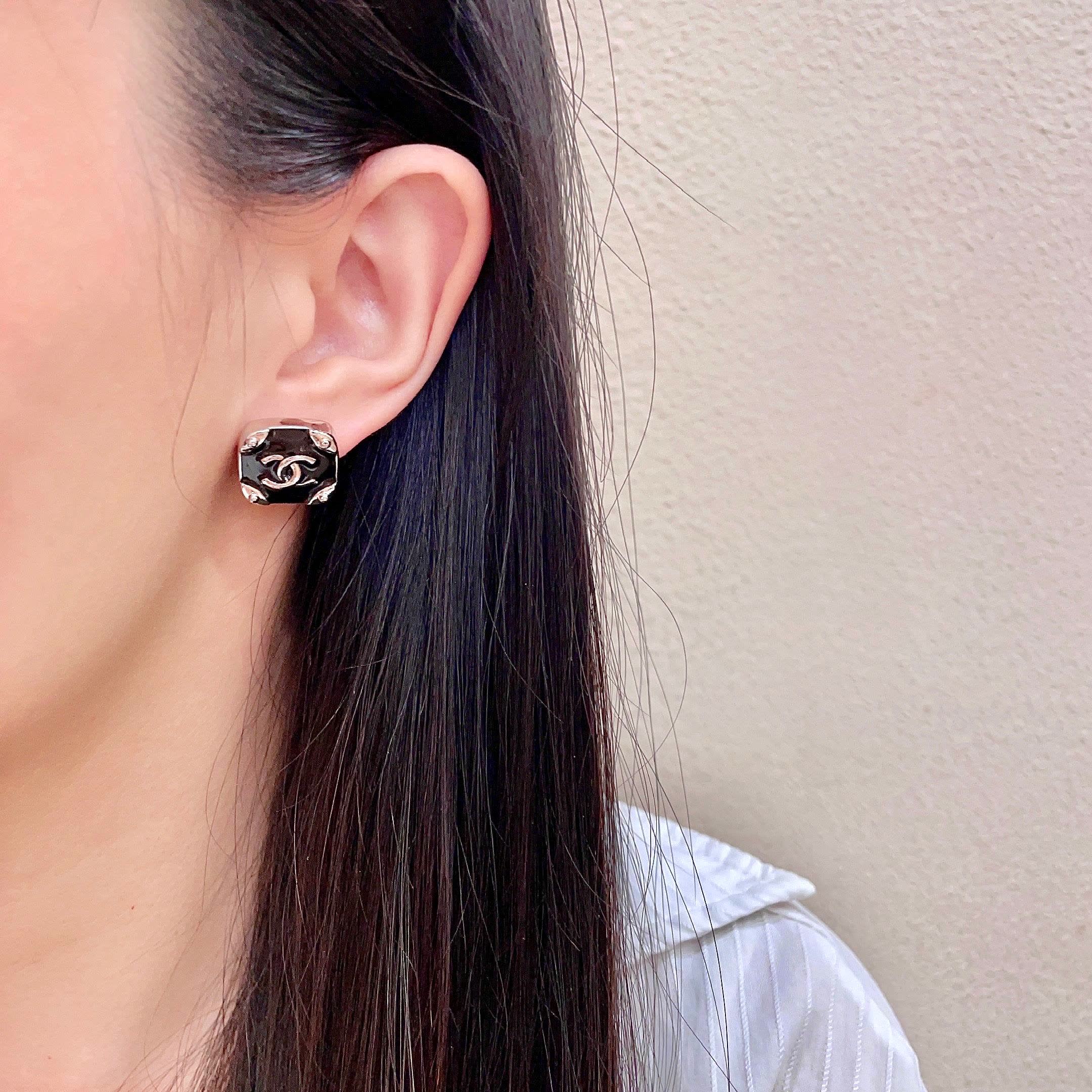 Chanel CC Logo Stud Earrings and Ring Set