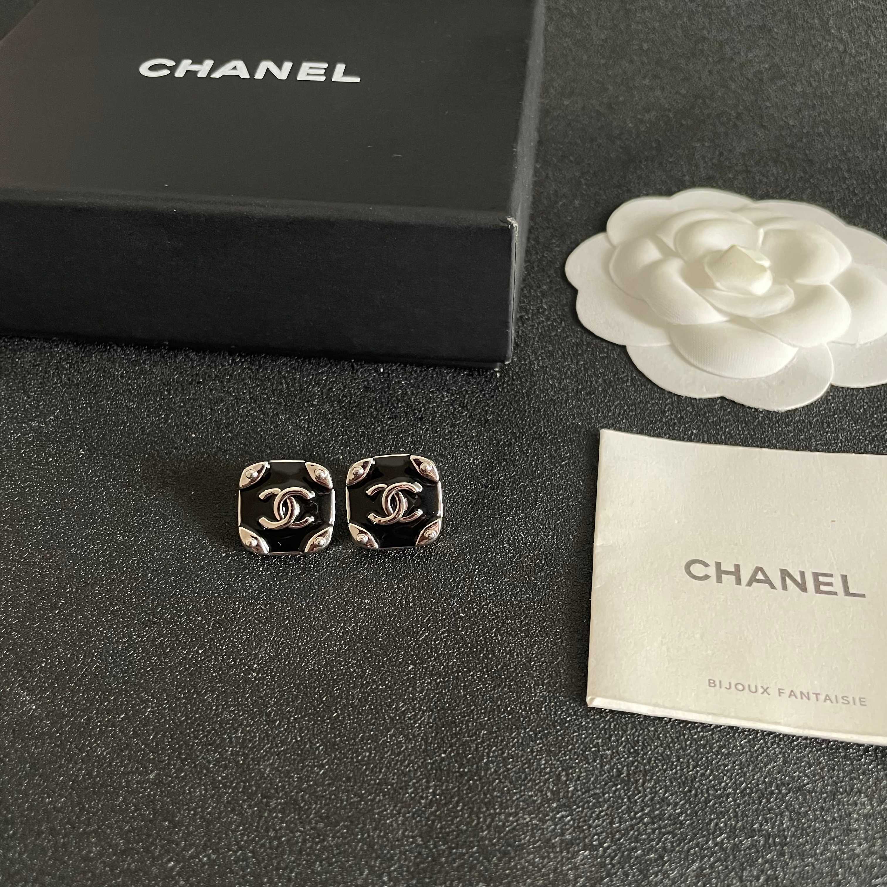 Chanel CC Logo Stud Earrings and Ring Set