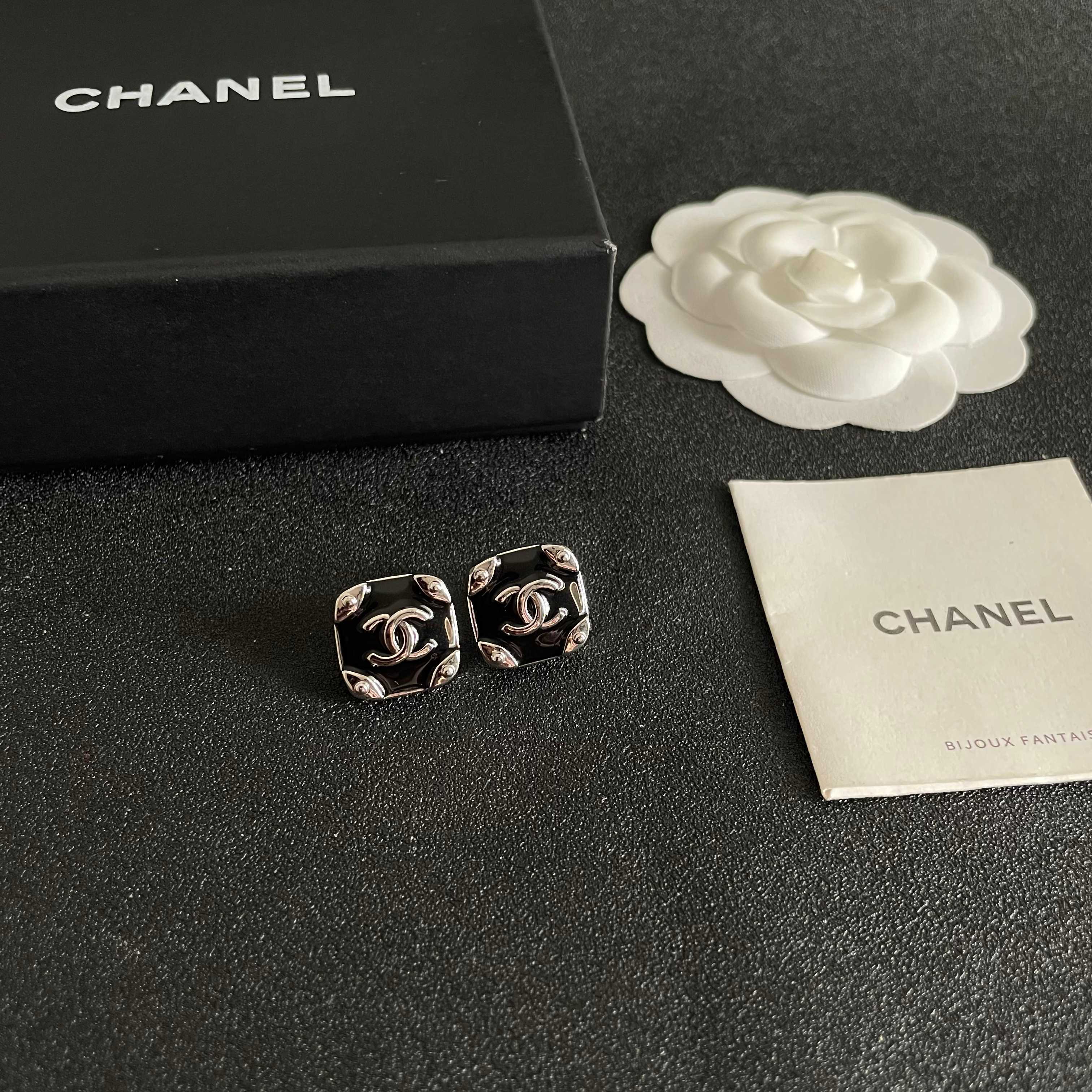 Chanel CC Logo Stud Earrings and Ring Set