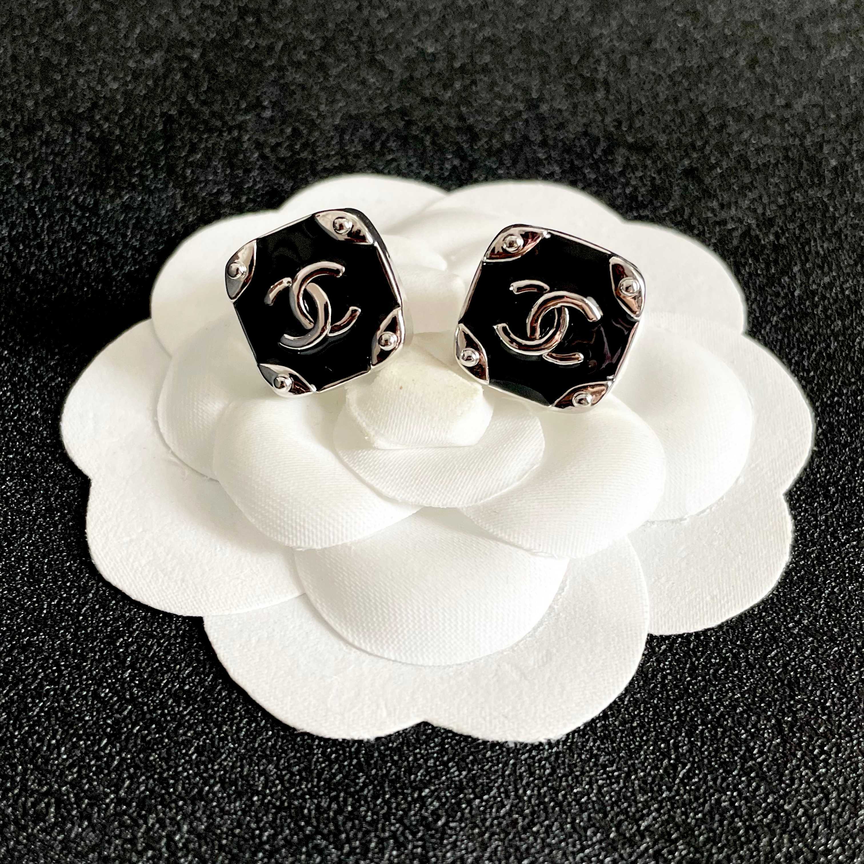 Chanel CC Logo Stud Earrings and Ring Set
