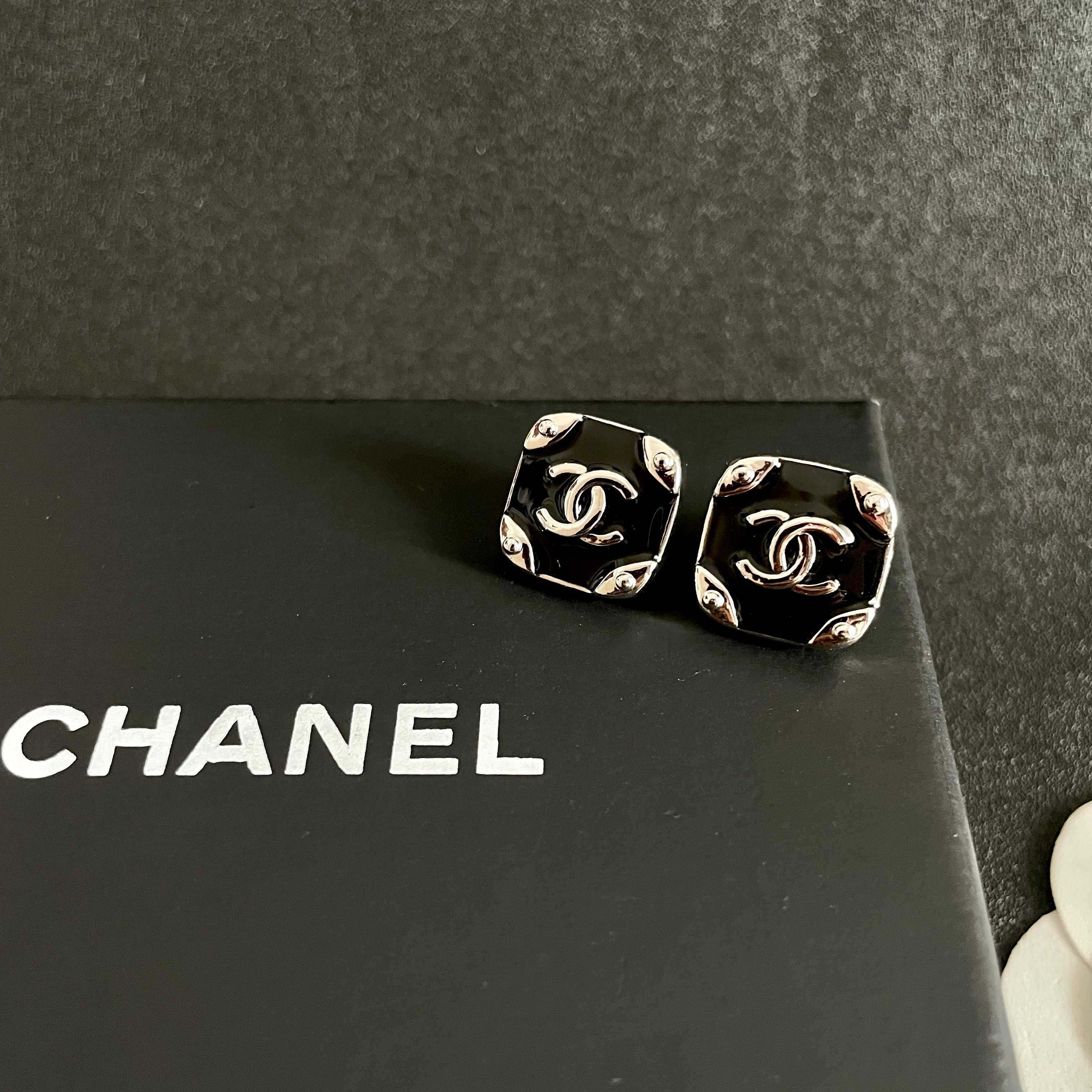 Chanel CC Logo Stud Earrings and Ring Set