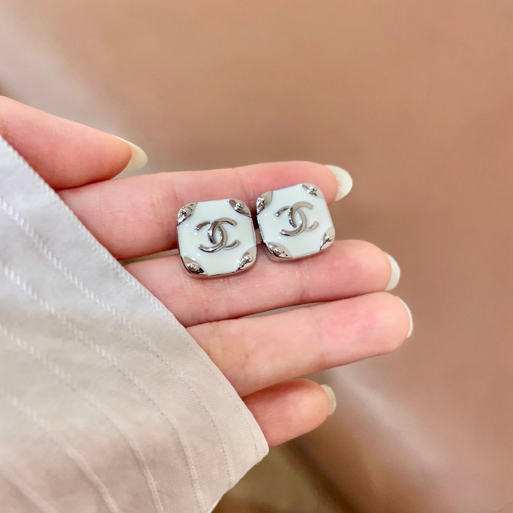 Chanel CC Logo Stud Earrings