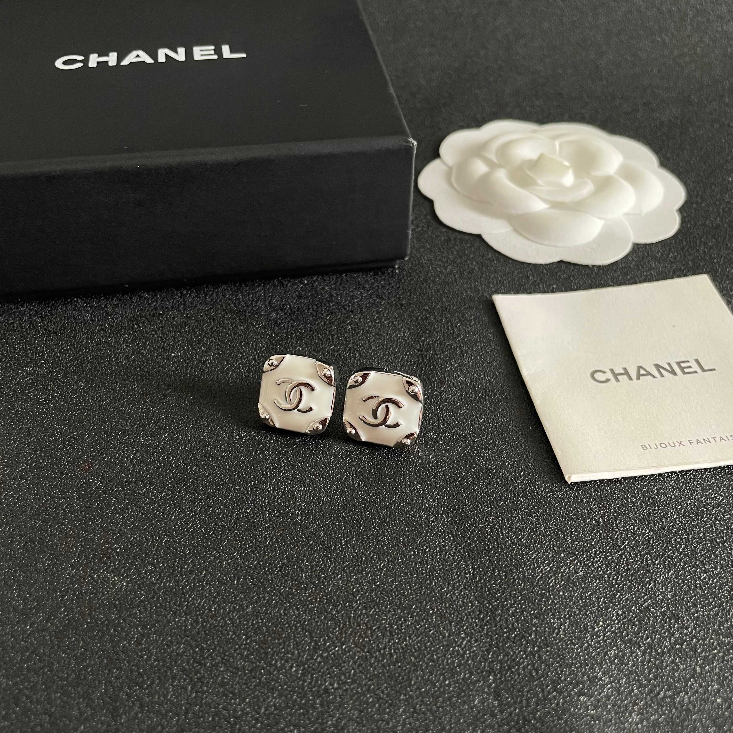 Chanel CC Logo Stud Earrings