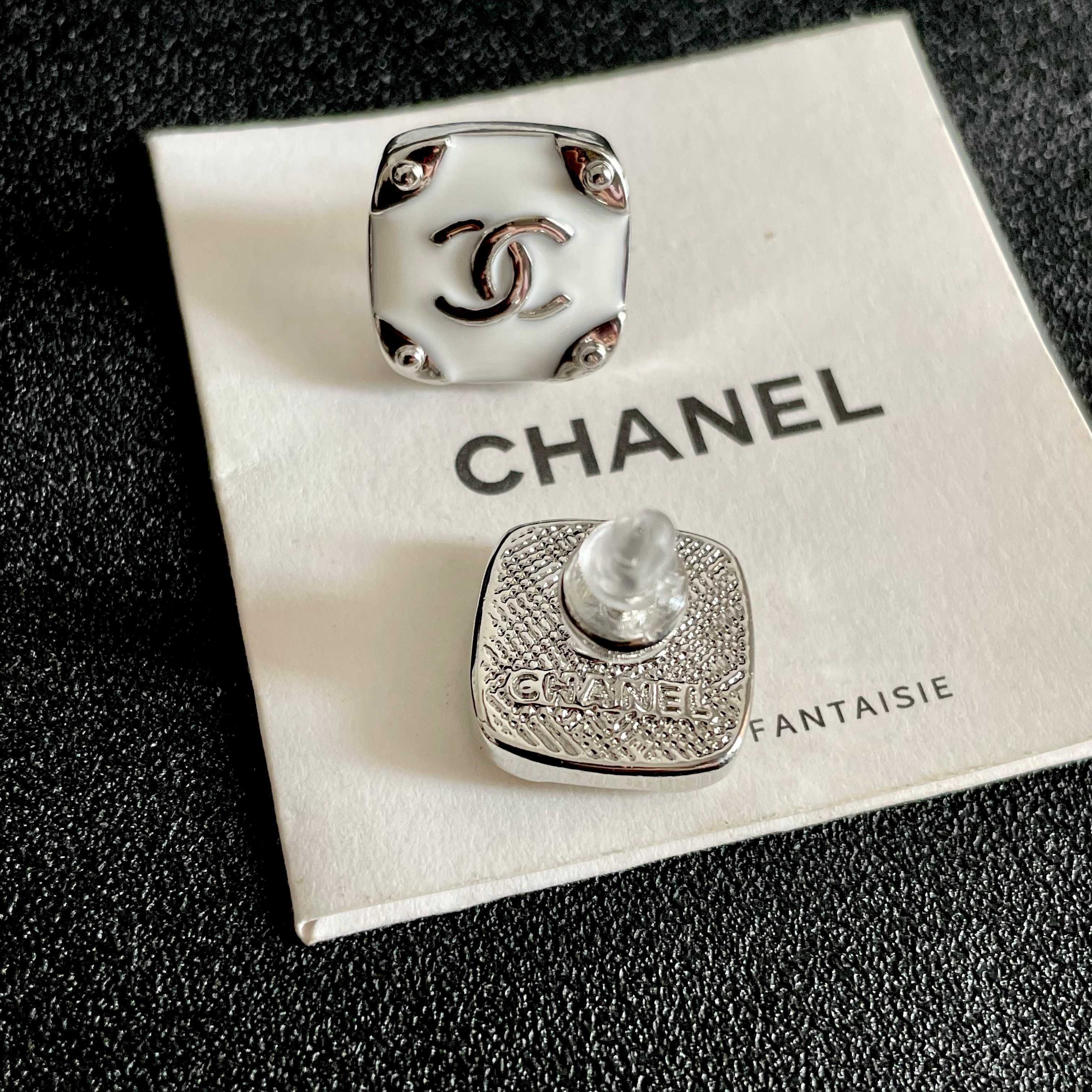 Chanel CC Logo Stud Earrings