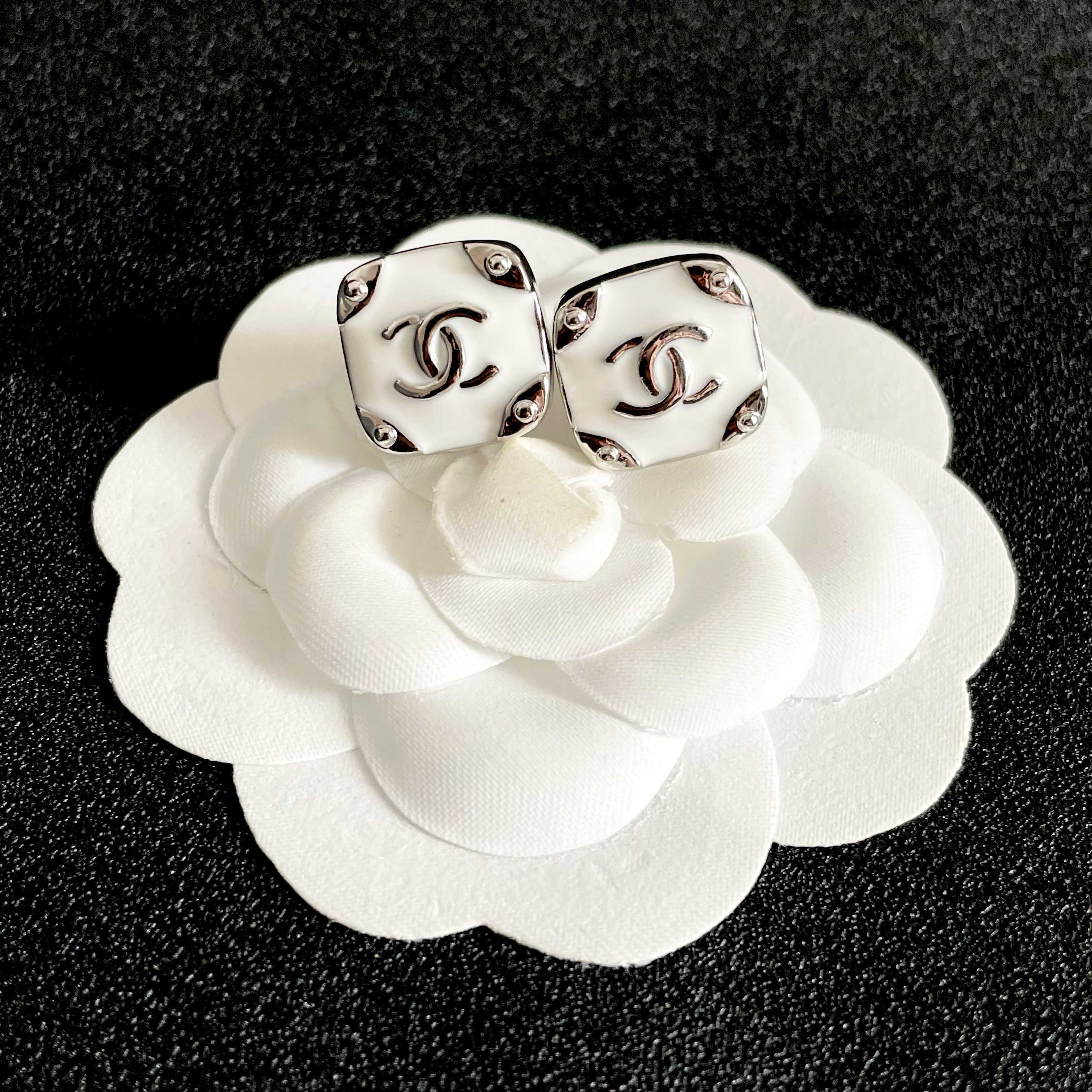 Chanel CC Logo Stud Earrings