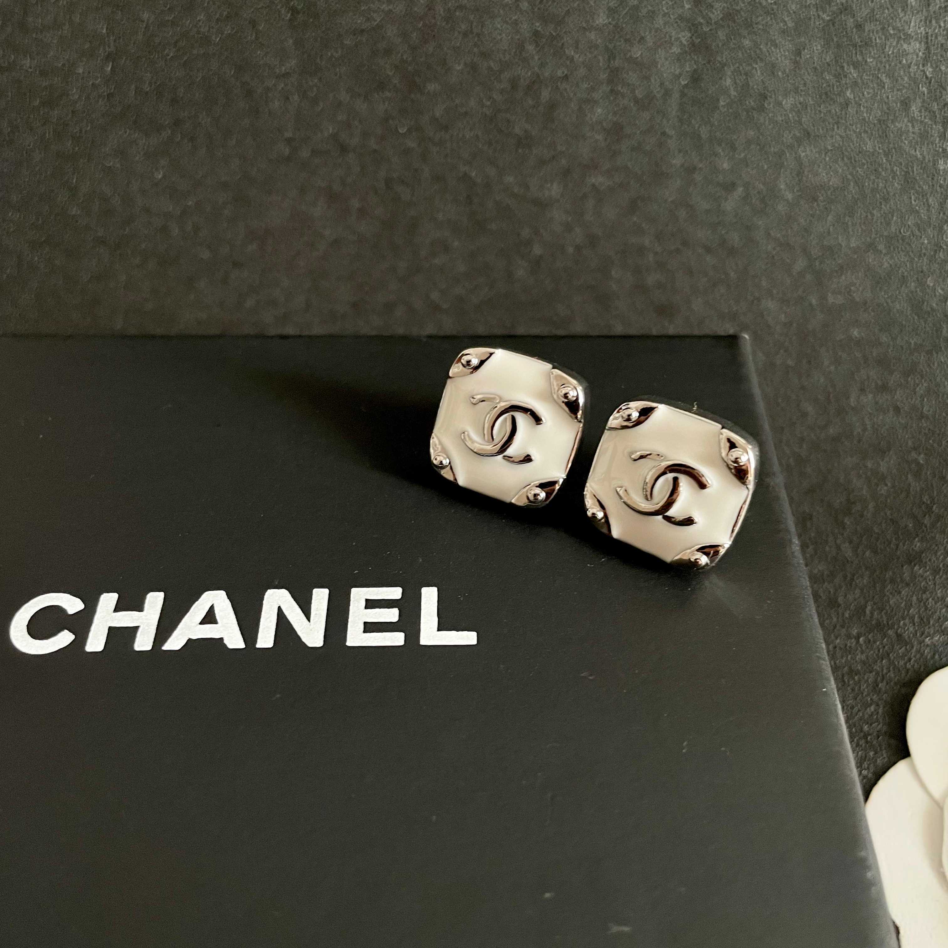 Chanel CC Logo Stud Earrings