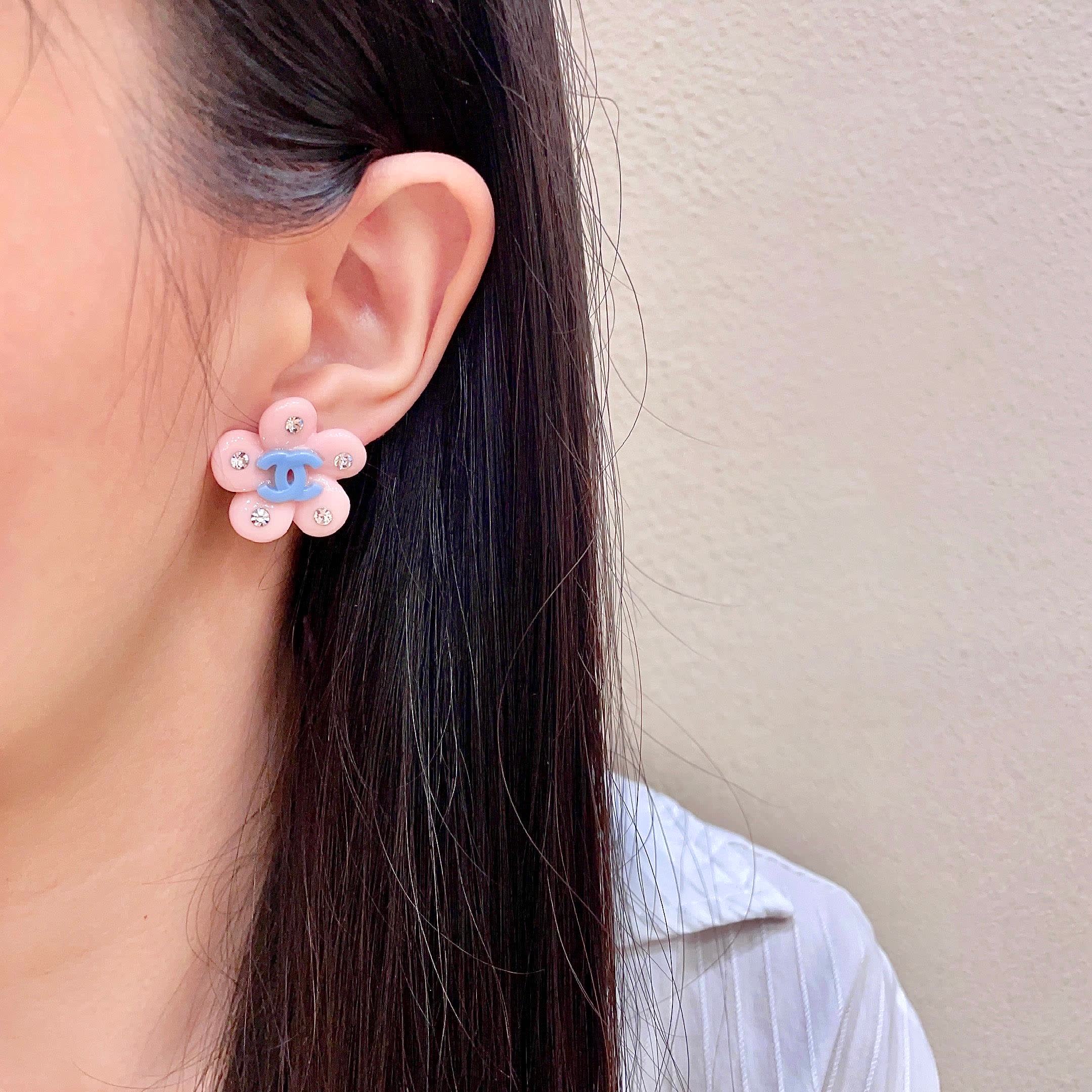 Chanel Pink Flower Earrings