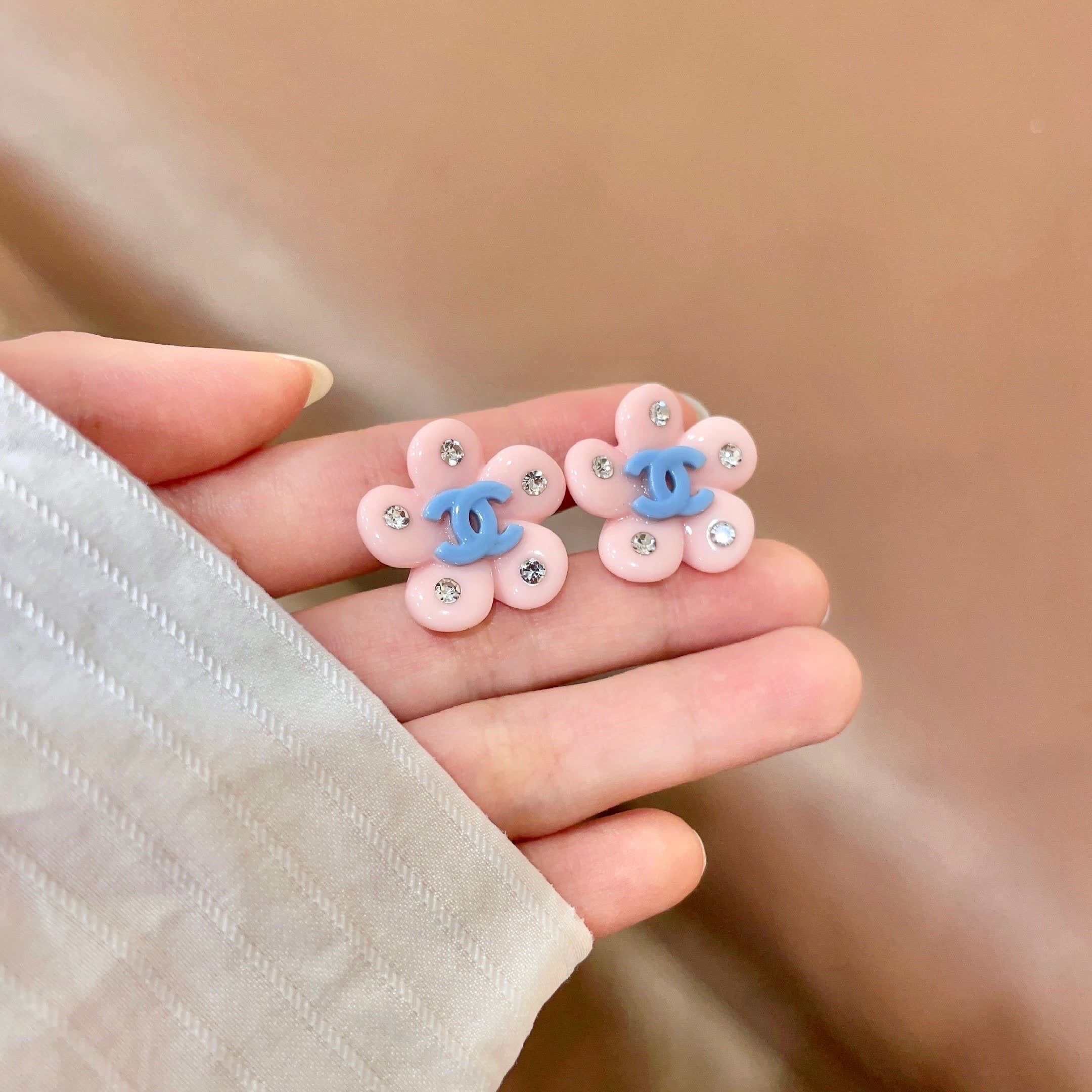 Chanel Pink Flower Earrings