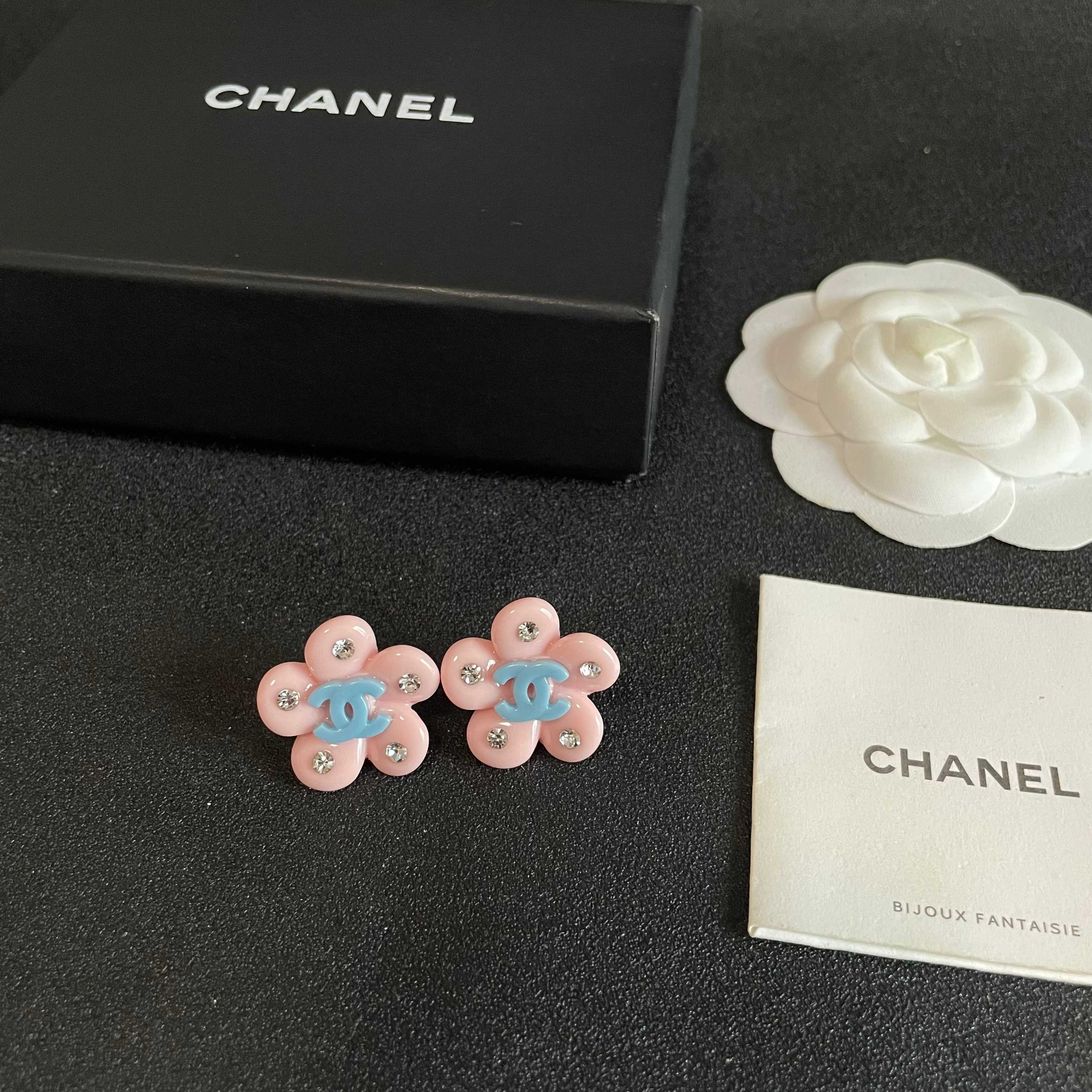 Chanel Pink Flower Earrings