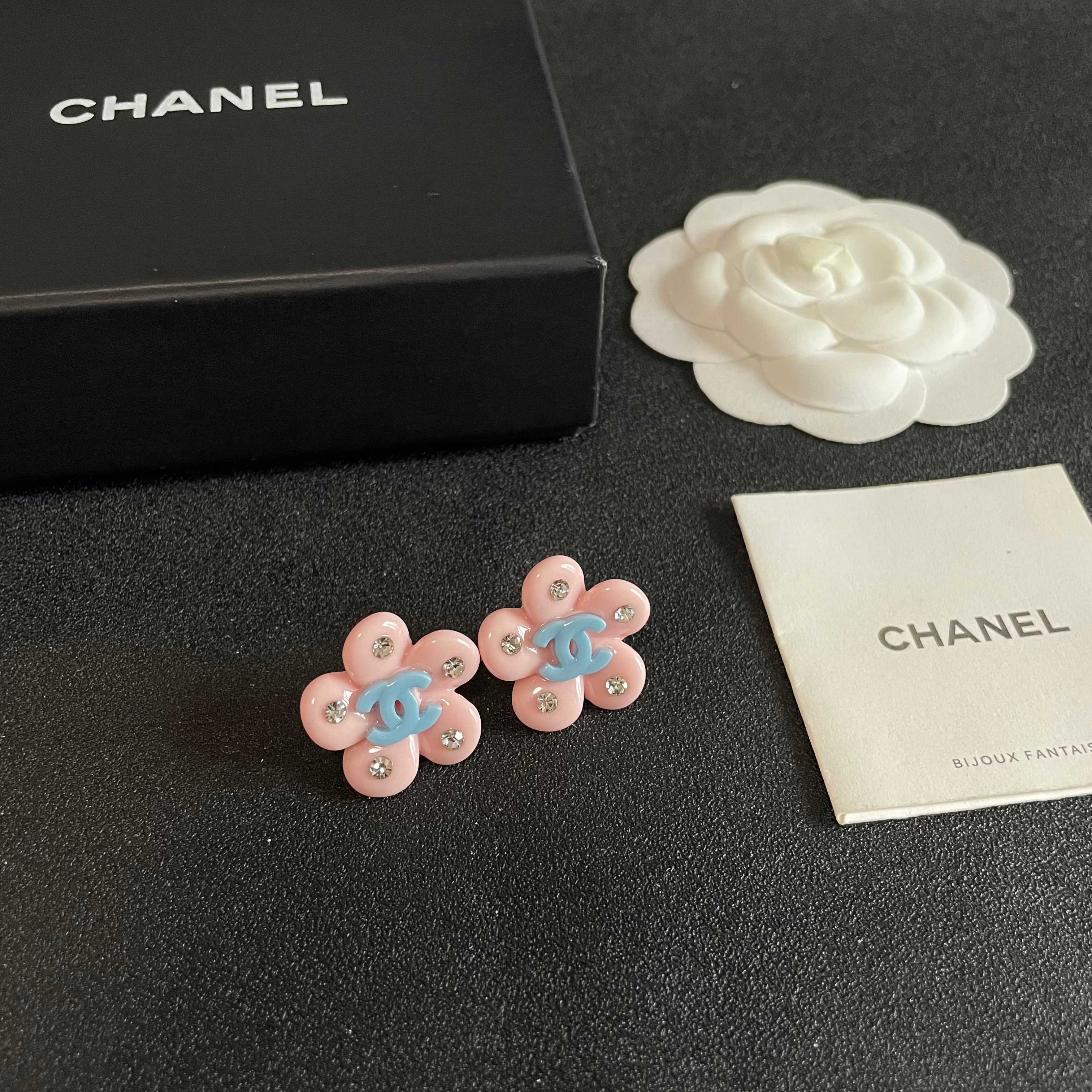 Chanel Pink Flower Earrings