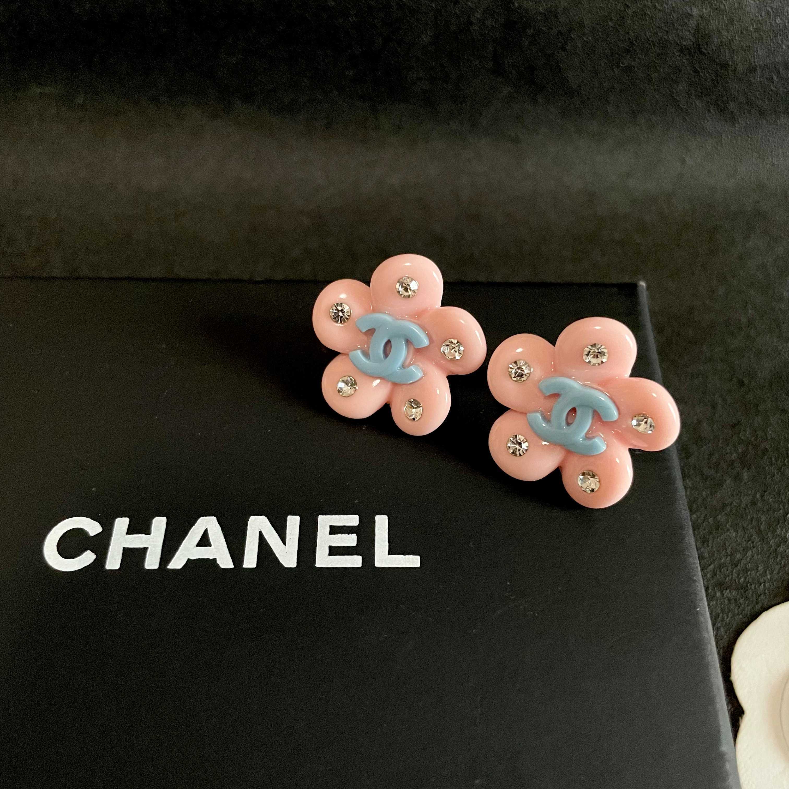 Chanel Pink Flower Earrings