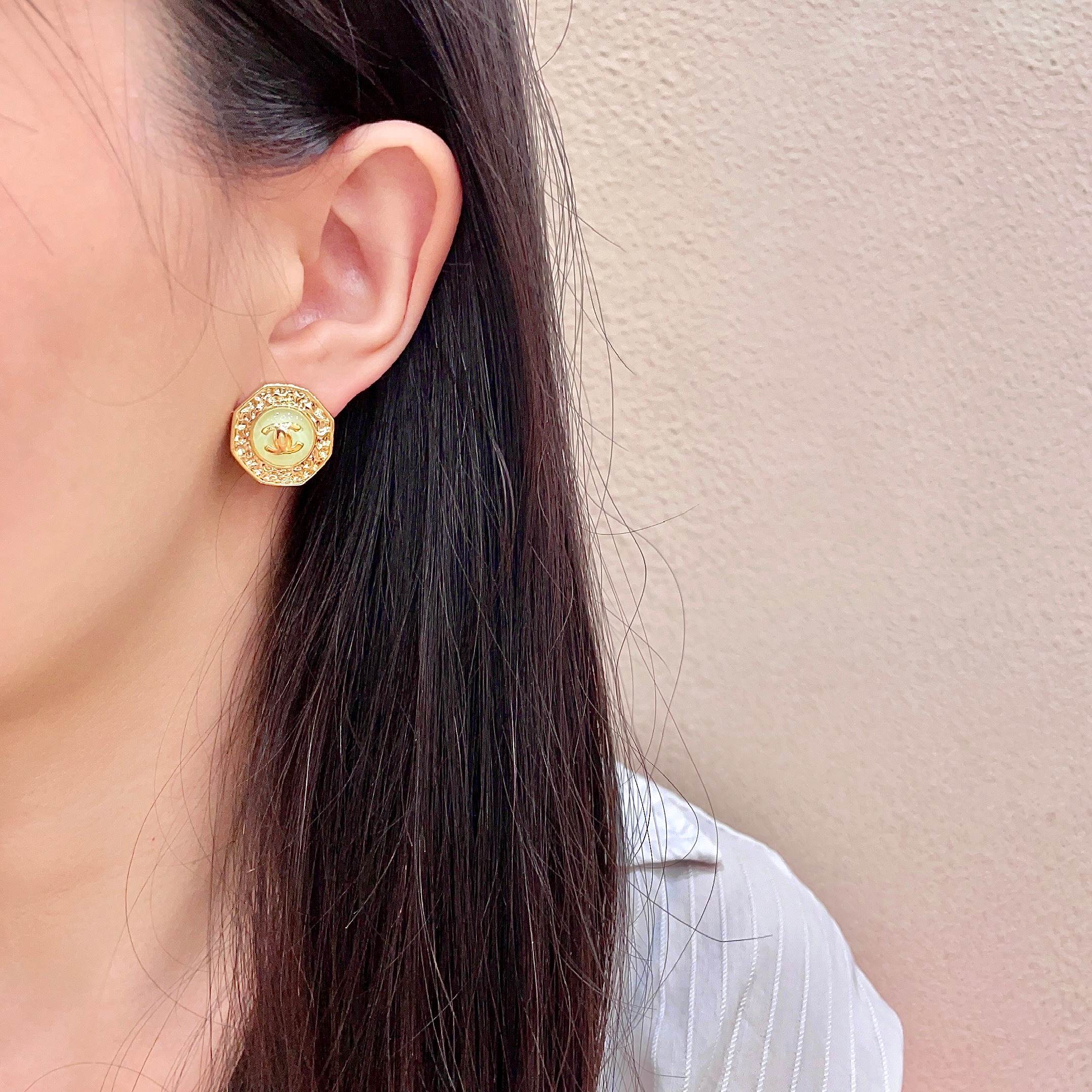 Chanel CC Logo Stud Earrings