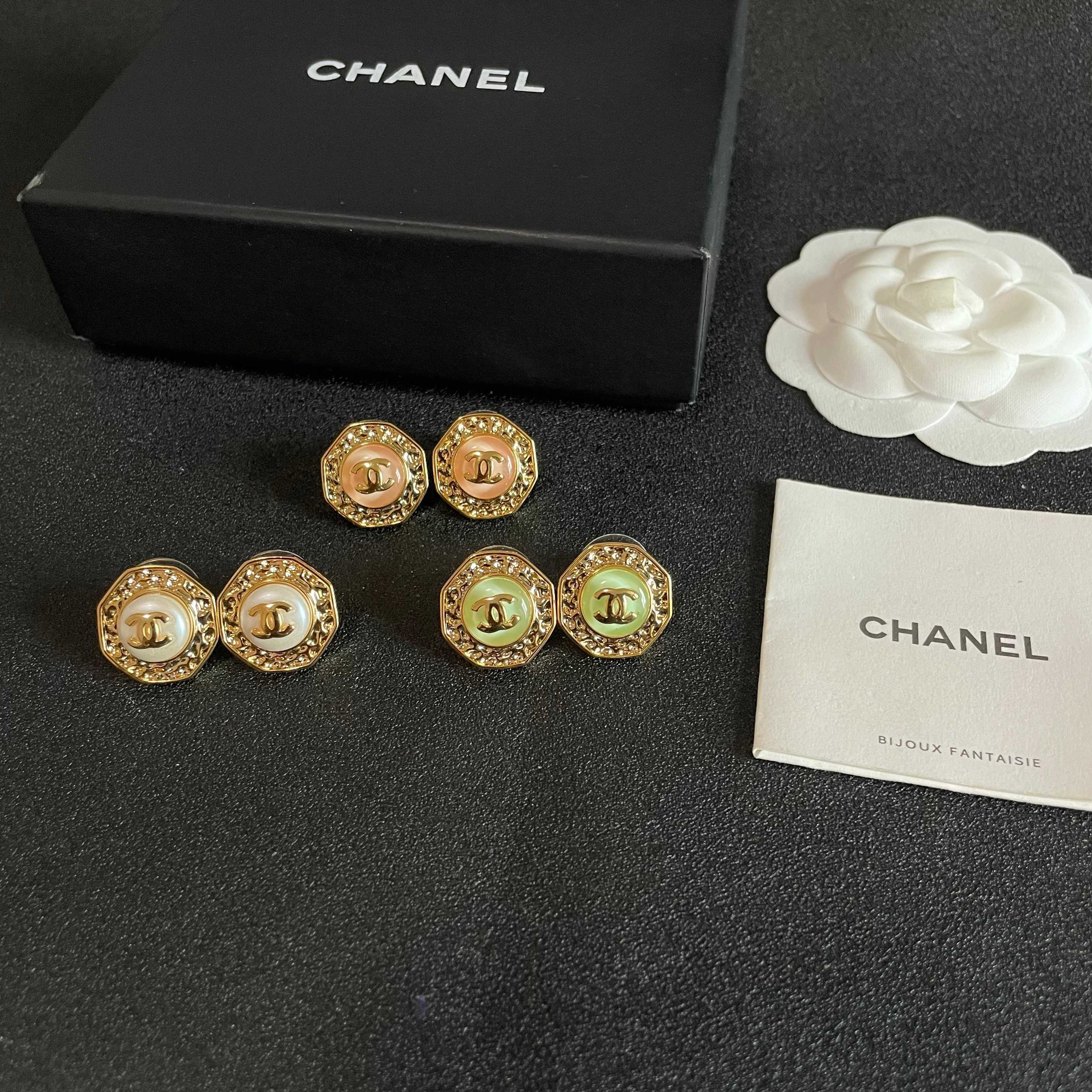 Chanel CC Logo Stud Earrings