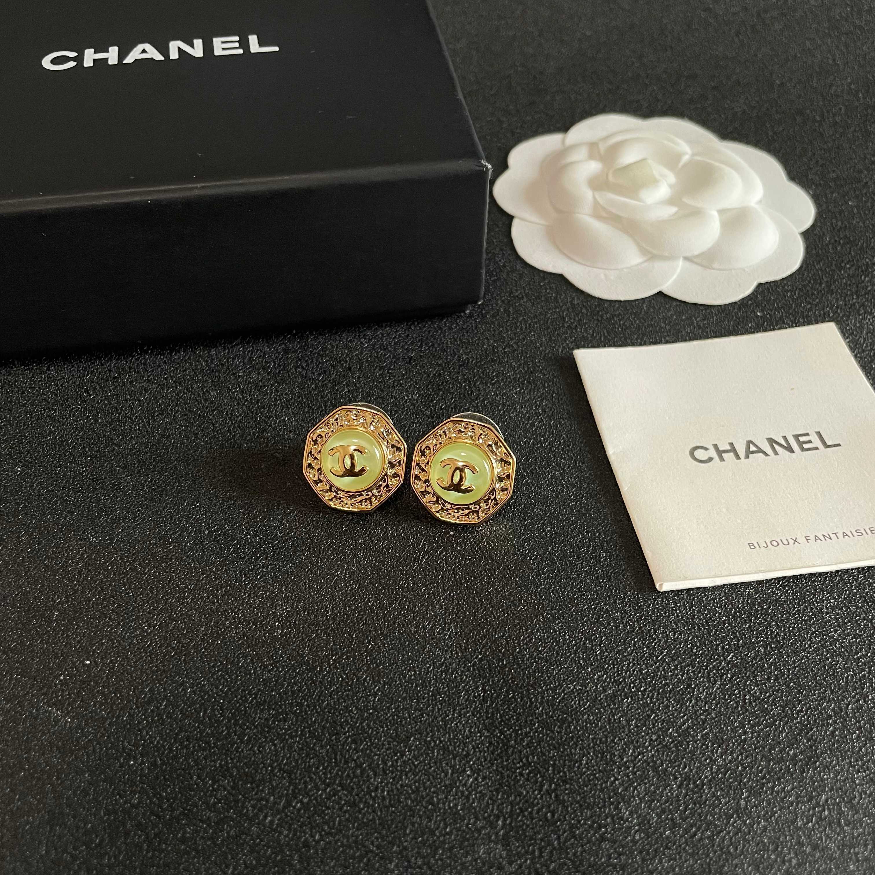Chanel CC Logo Stud Earrings