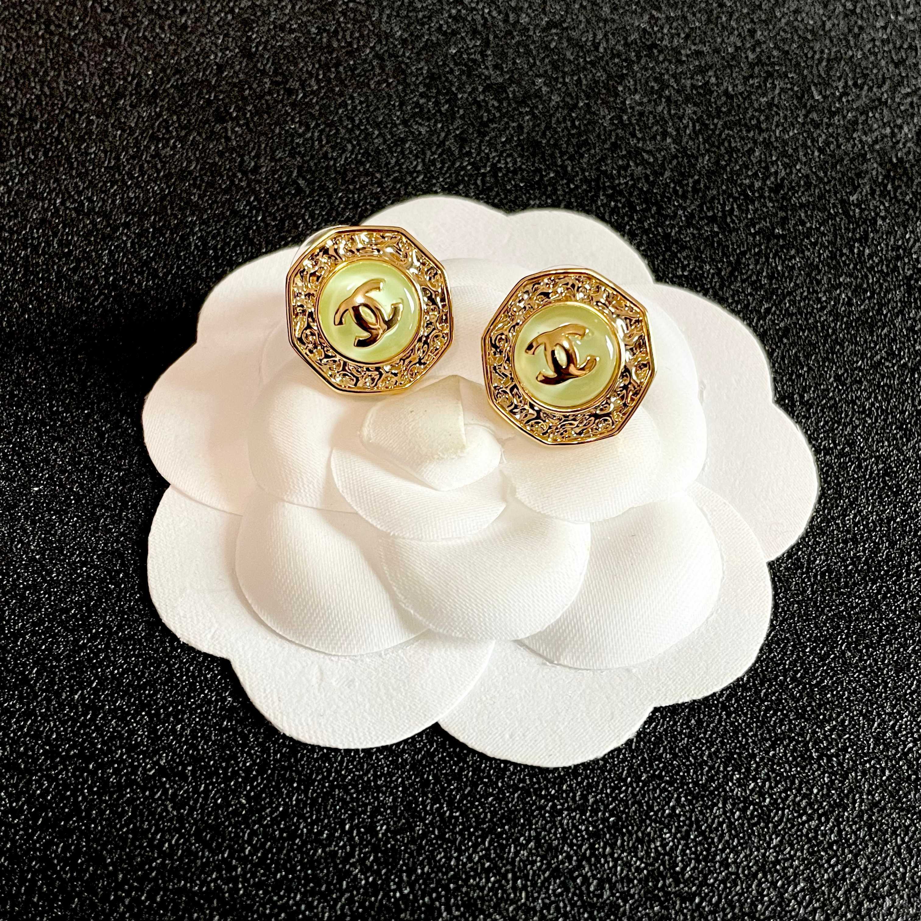 Chanel CC Logo Stud Earrings