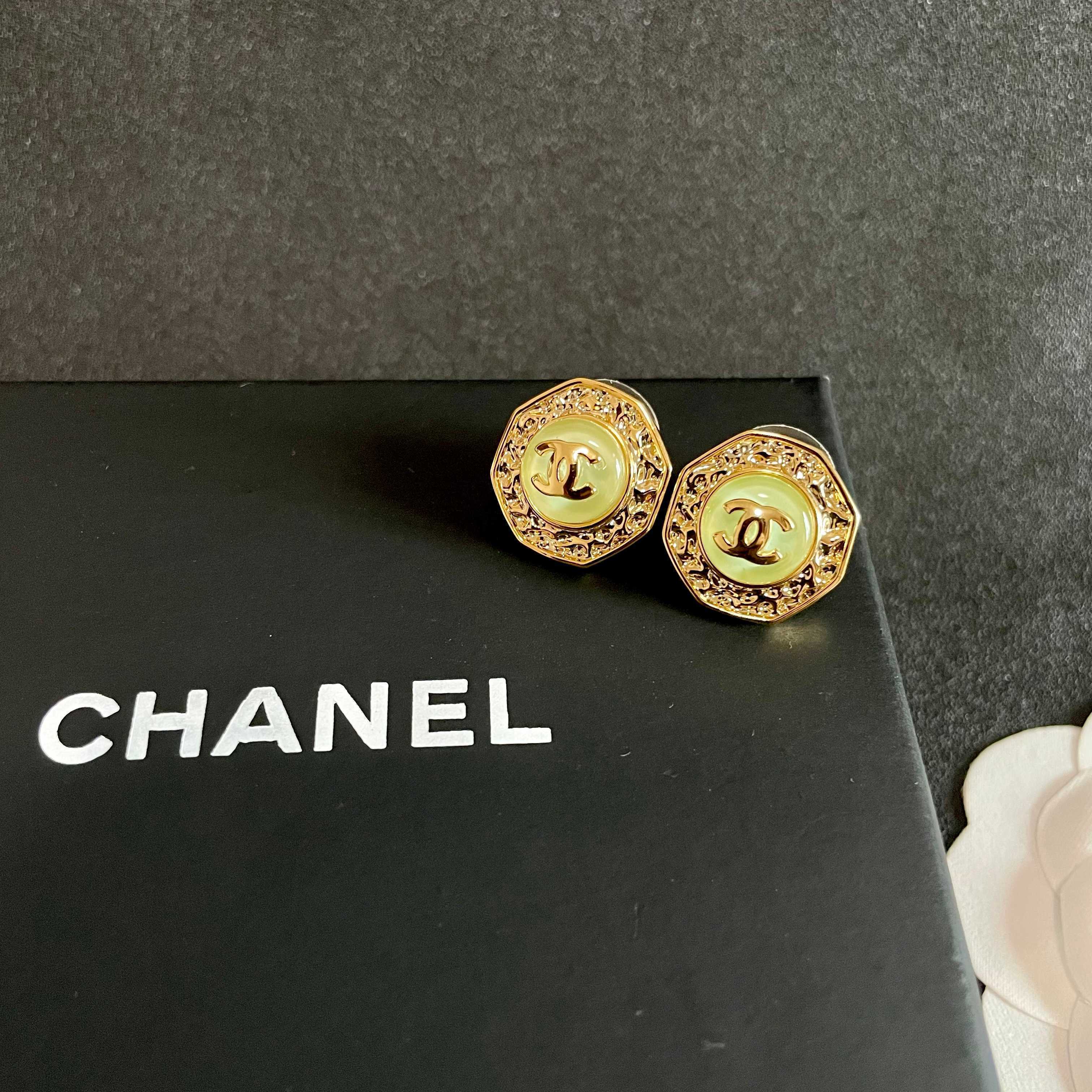Chanel CC Logo Stud Earrings