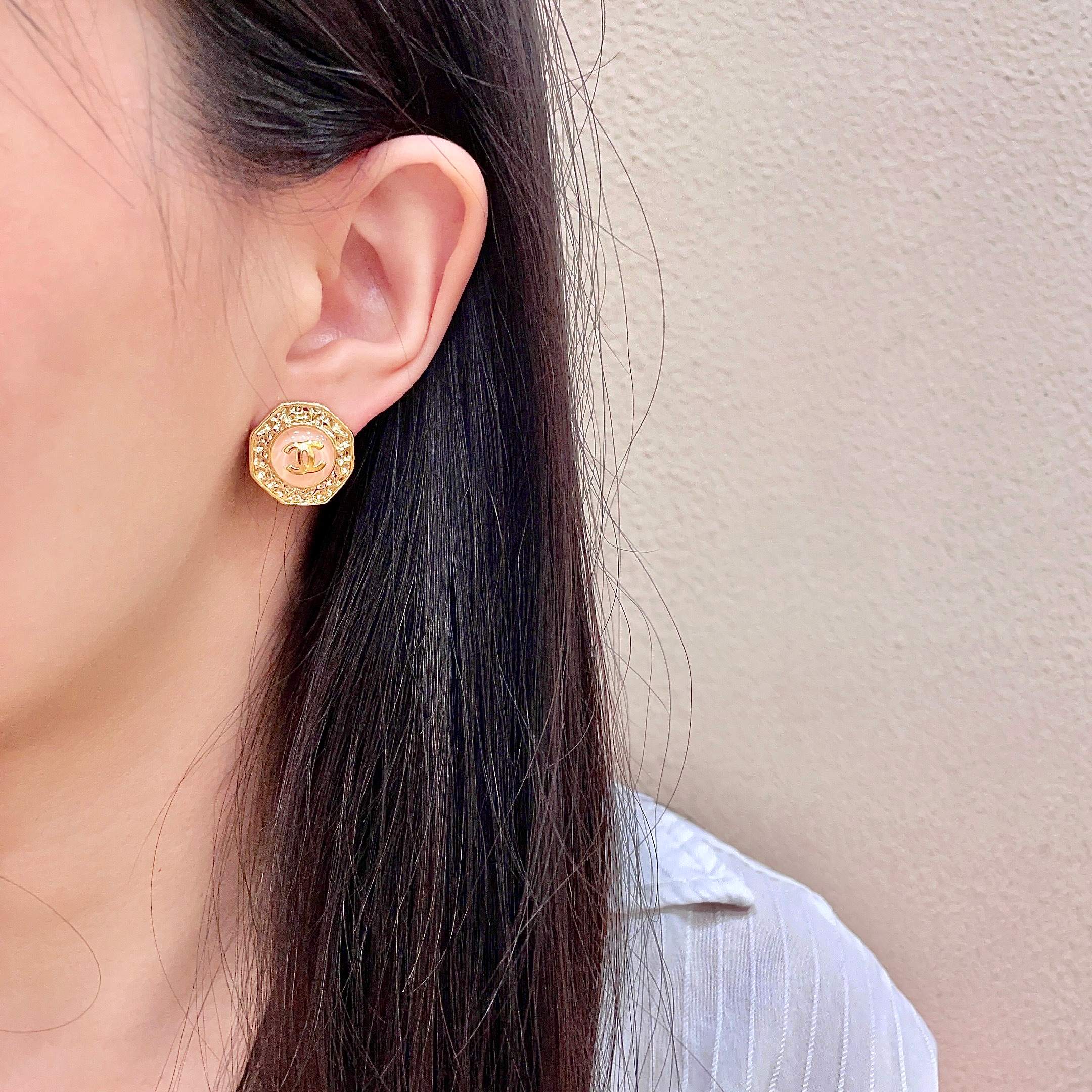 Chanel CC Logo Stud Earrings