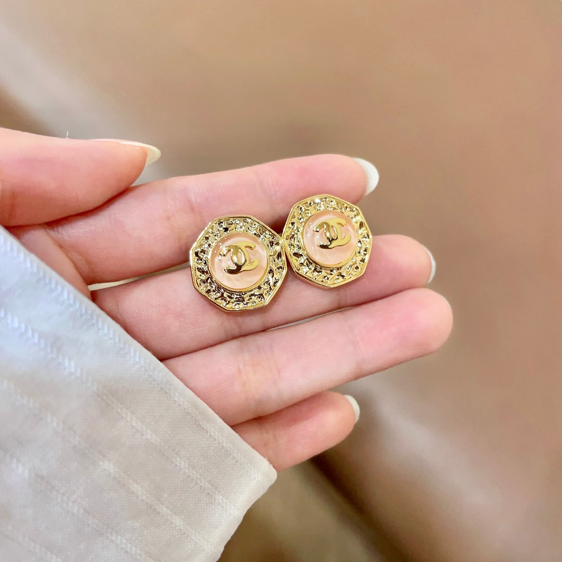 Chanel CC Logo Stud Earrings