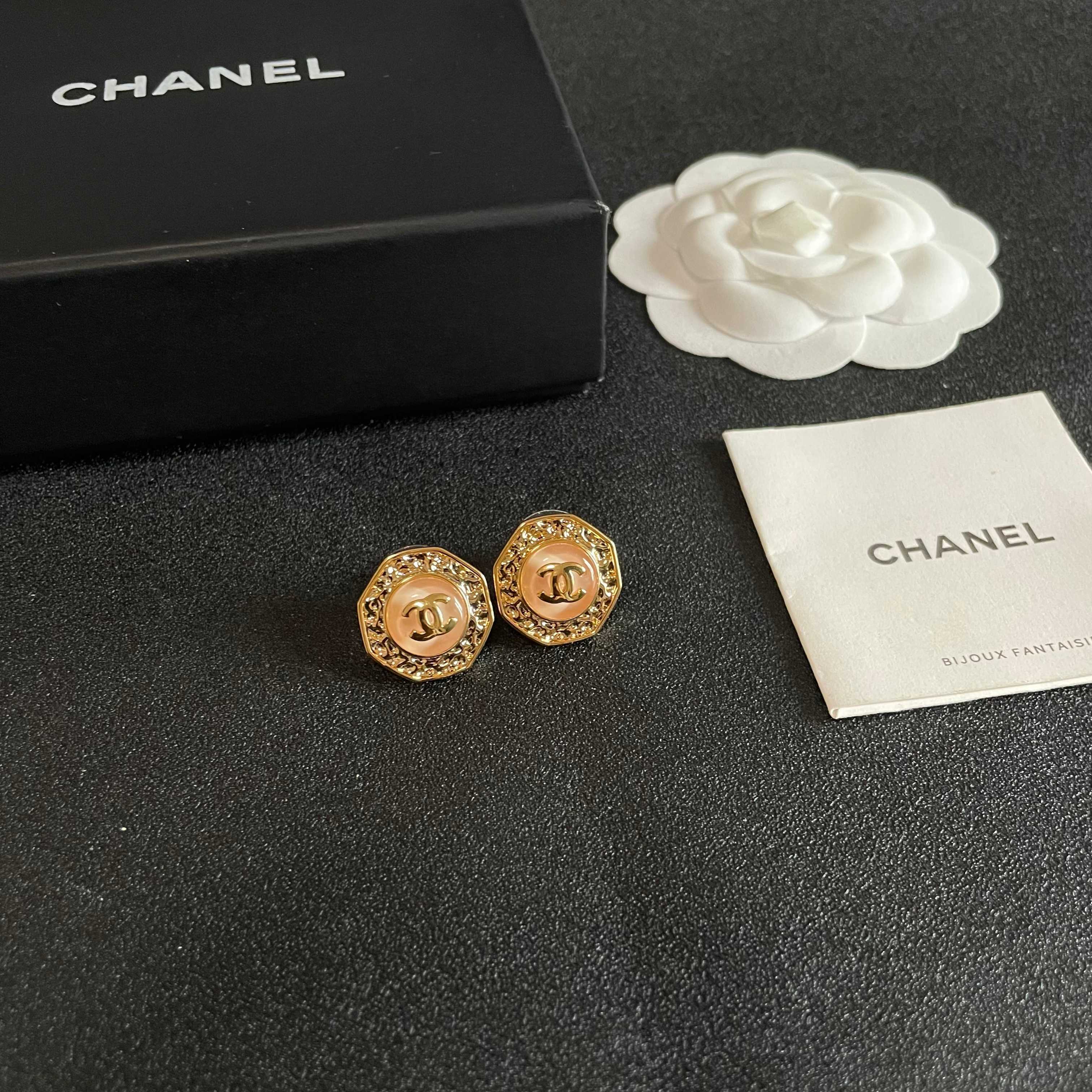 Chanel CC Logo Stud Earrings