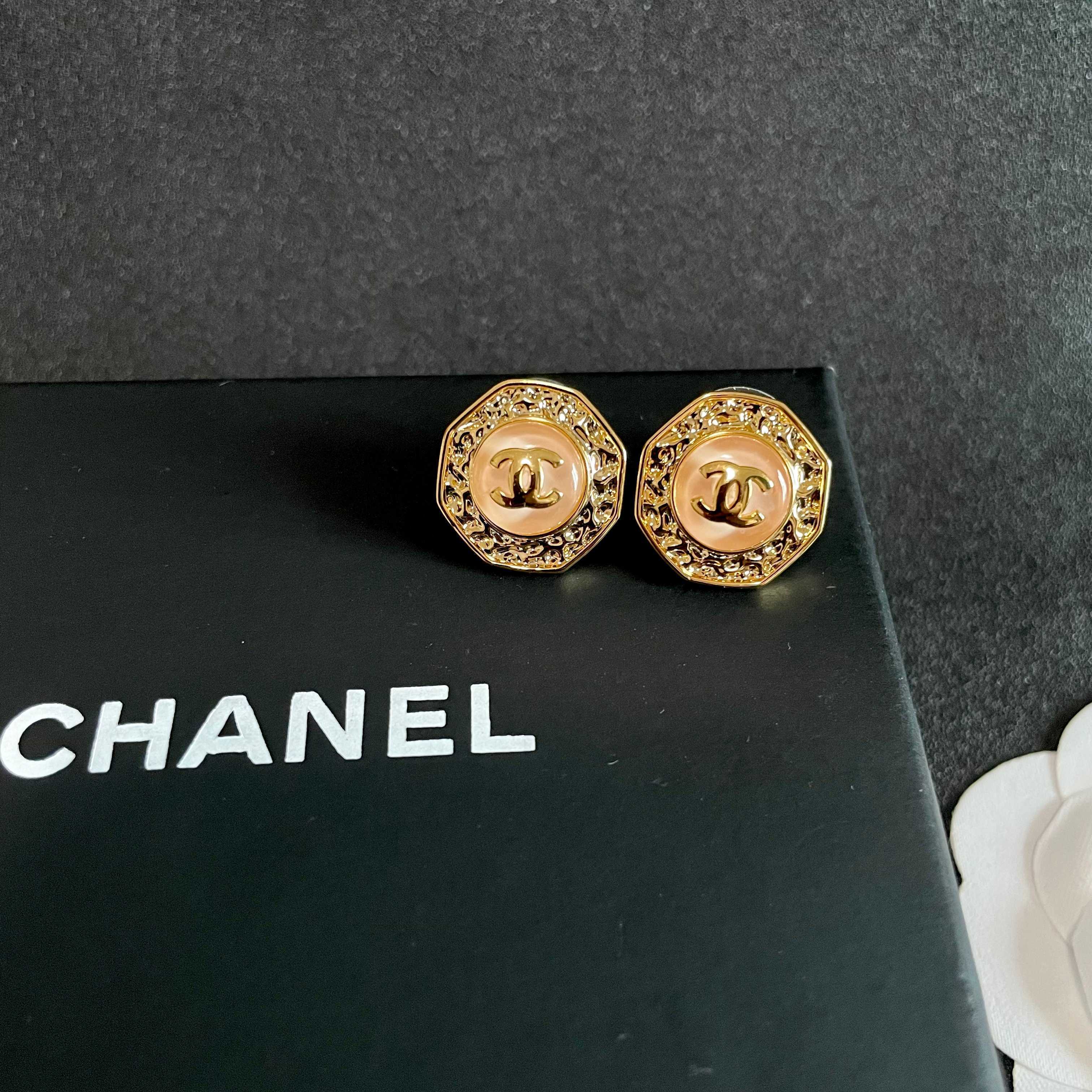 Chanel CC Logo Stud Earrings