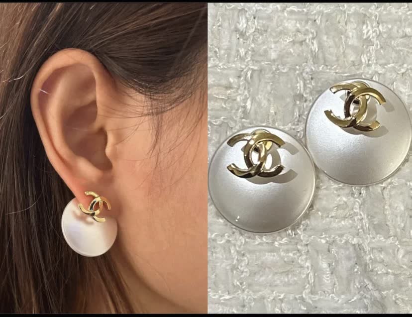 Chanel CC Logo Round Earrings