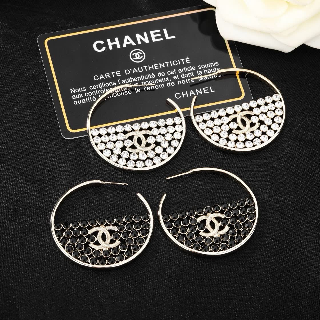 Chanel CC Crystal Hoop Earrings Chanel CC Crystal Hoop Earrings