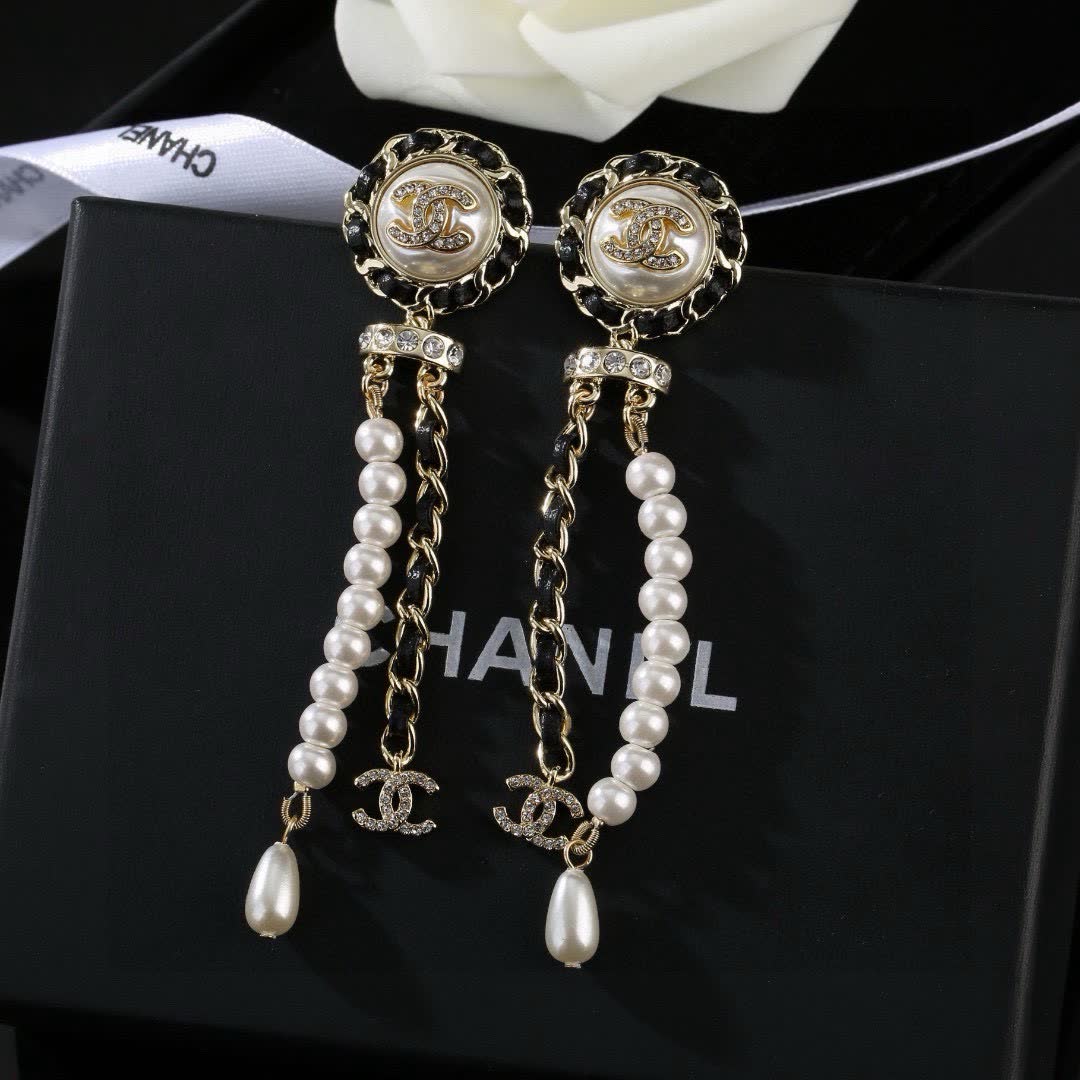 Chanel Pearl & Crystal Earrings Chanel Pearl & Crystal Earrings