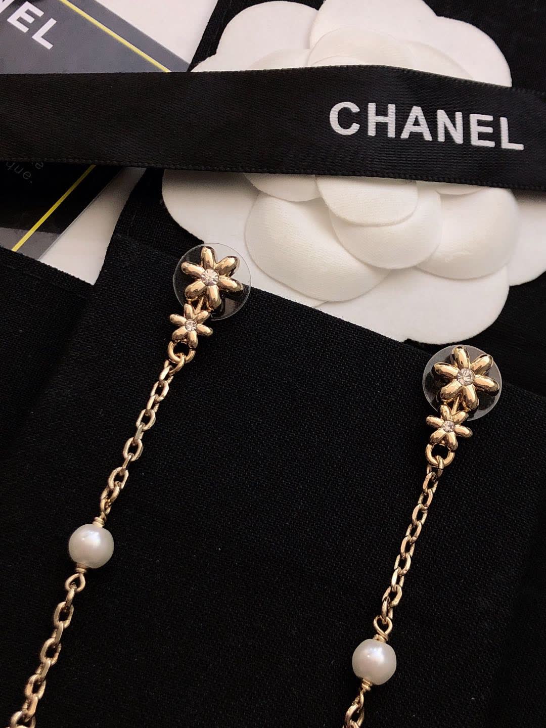 Chanel CC Logo Pearl Earrings