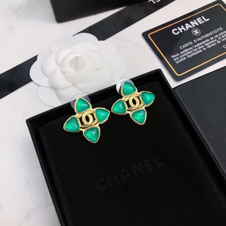 Chanel Green Stone Earrings Chanel Green Stone Earrings