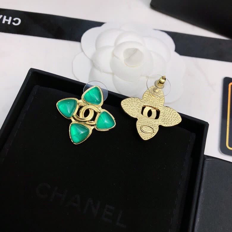 Chanel Green Stone Earrings