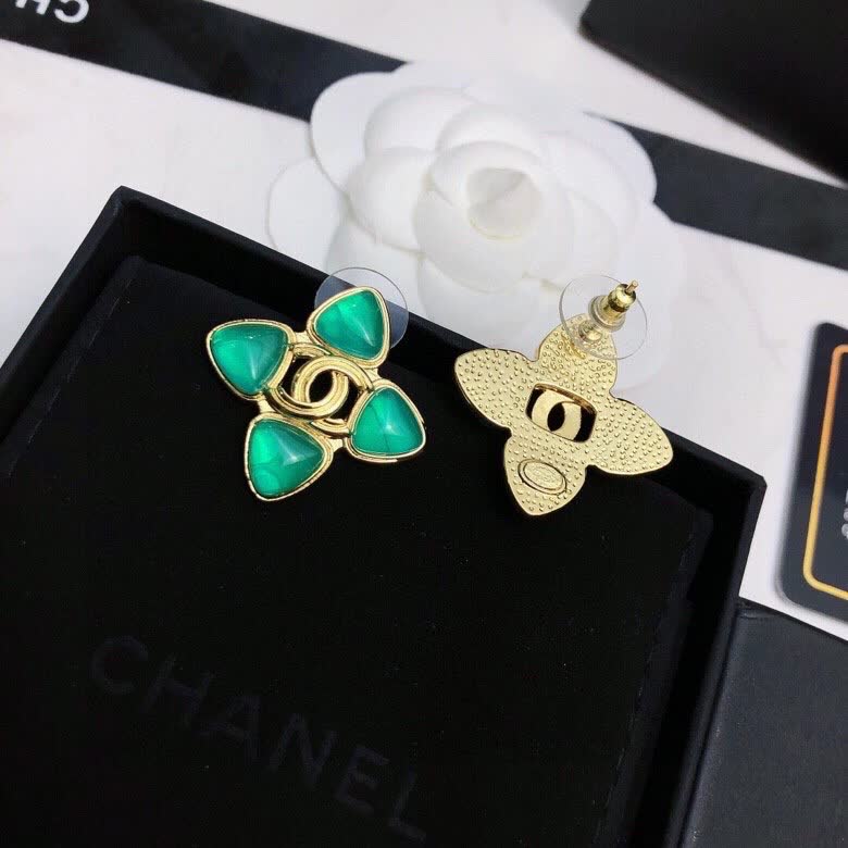 Chanel Green Stone Earrings