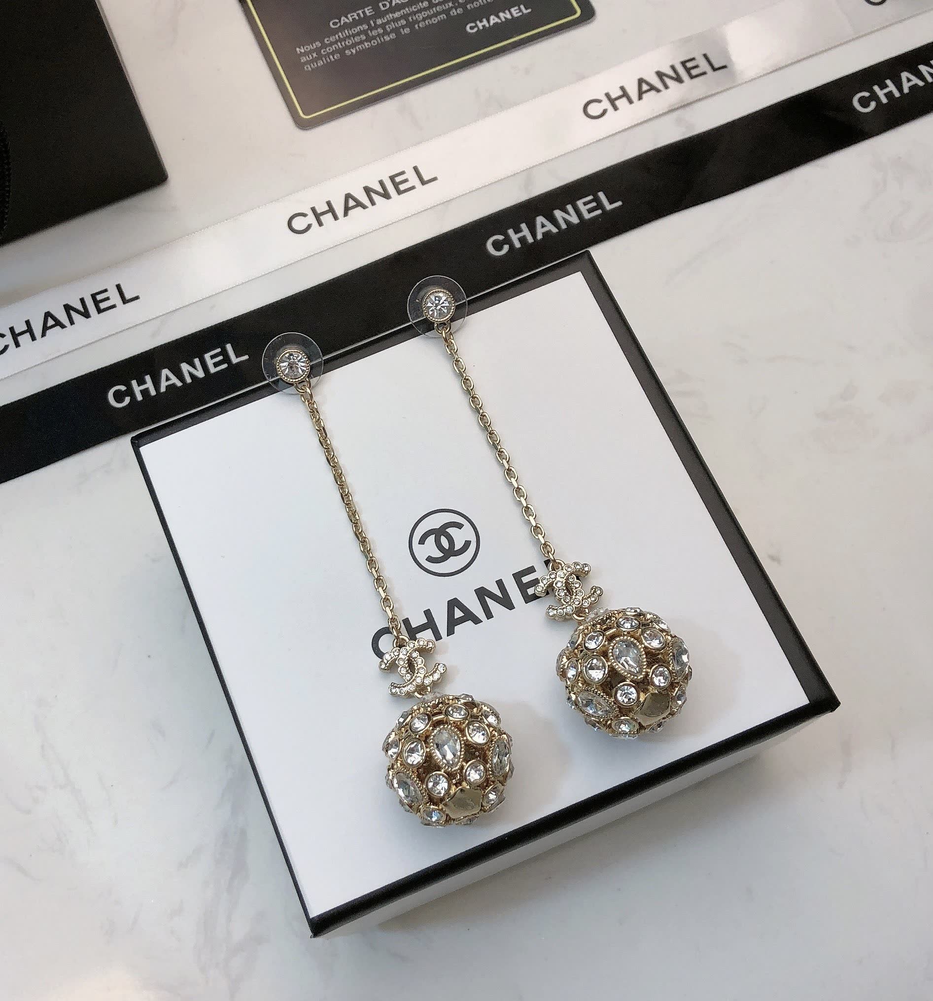 Chanel Crystal Embellished Earrings Chanel Crystal Embellished Earrings