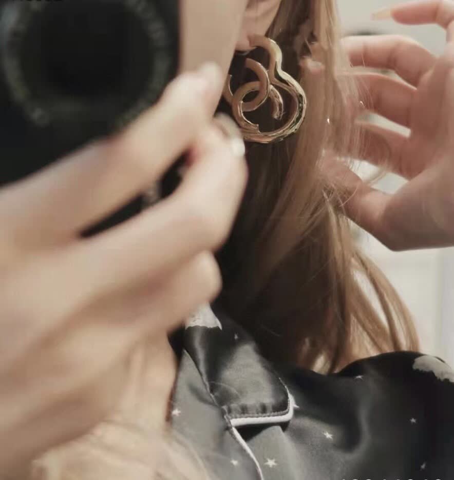 Chanel Elegant Silver Hoop Earrings