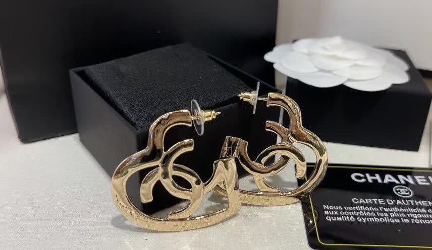 Chanel Elegant Silver Hoop Earrings